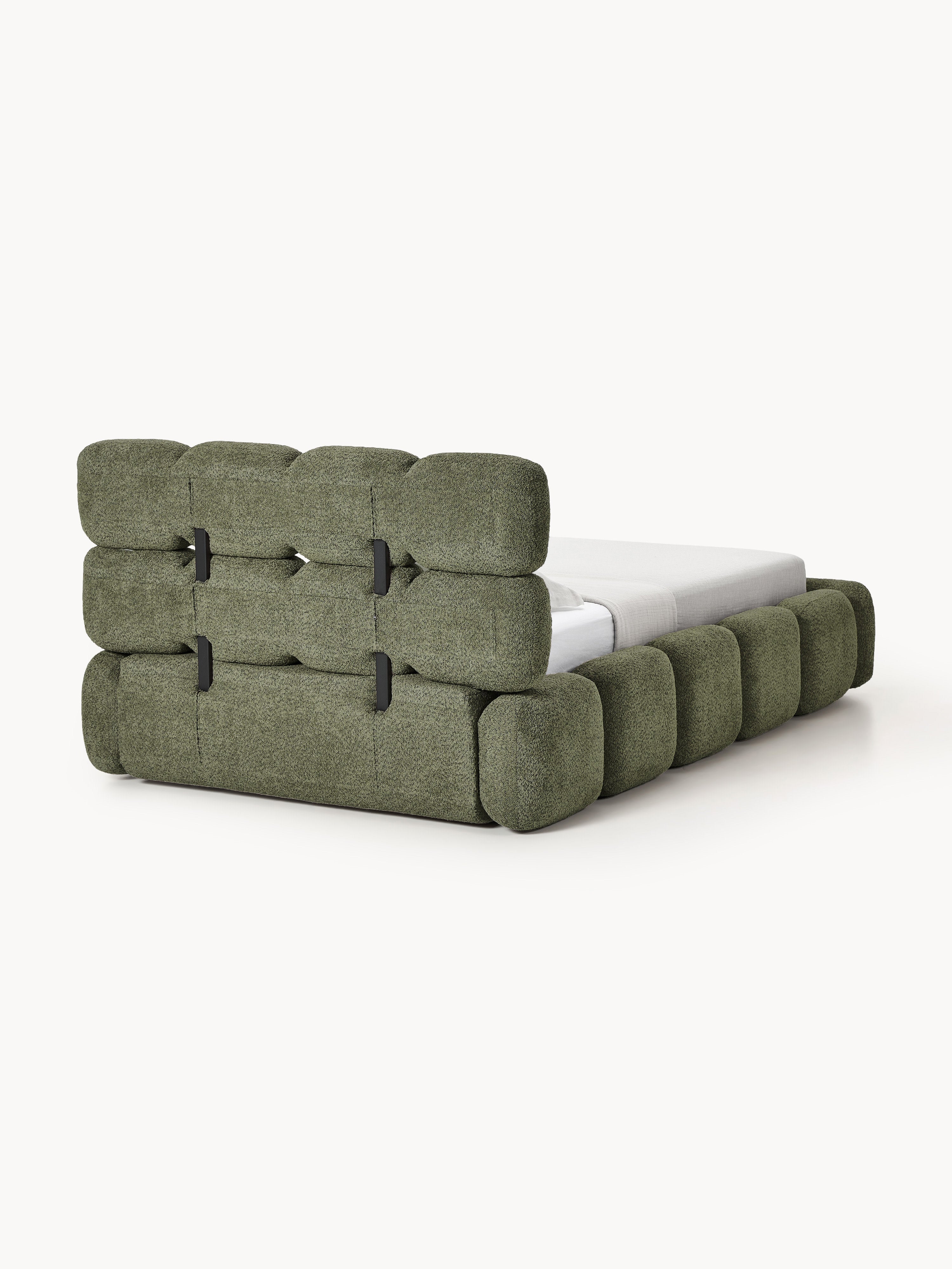 Einzelbett Tayla mit Stauraum aus Teddy-Bouclé