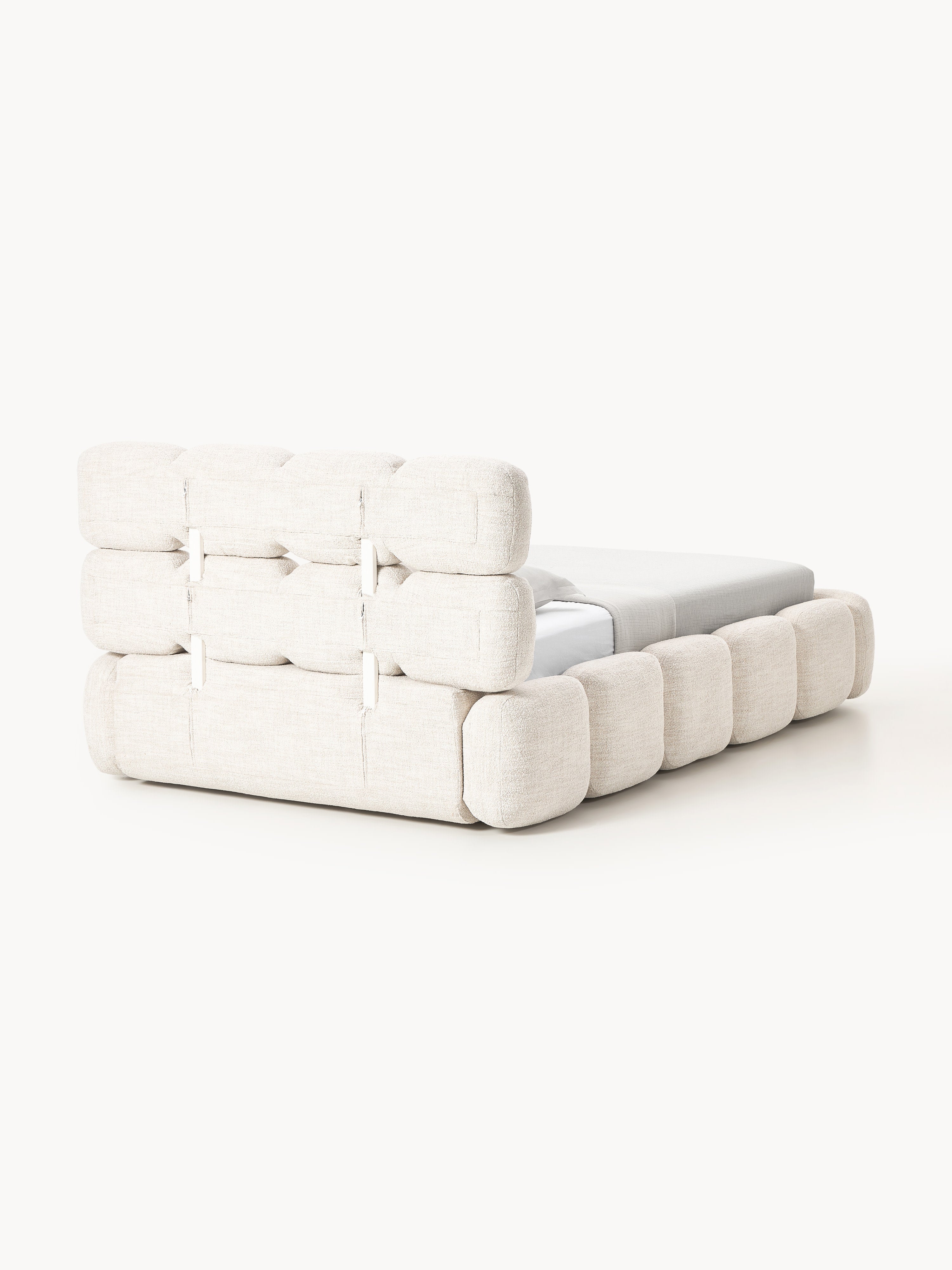 Einzelbett Tayla mit Stauraum aus Teddy-Bouclé
