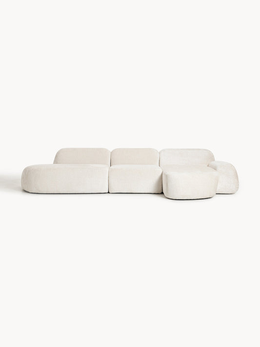 Galeriebild 1 - Modulares Teddy-Bouclé-Ecksofa Wolke (4-Sitzer) mit Chaiselongue