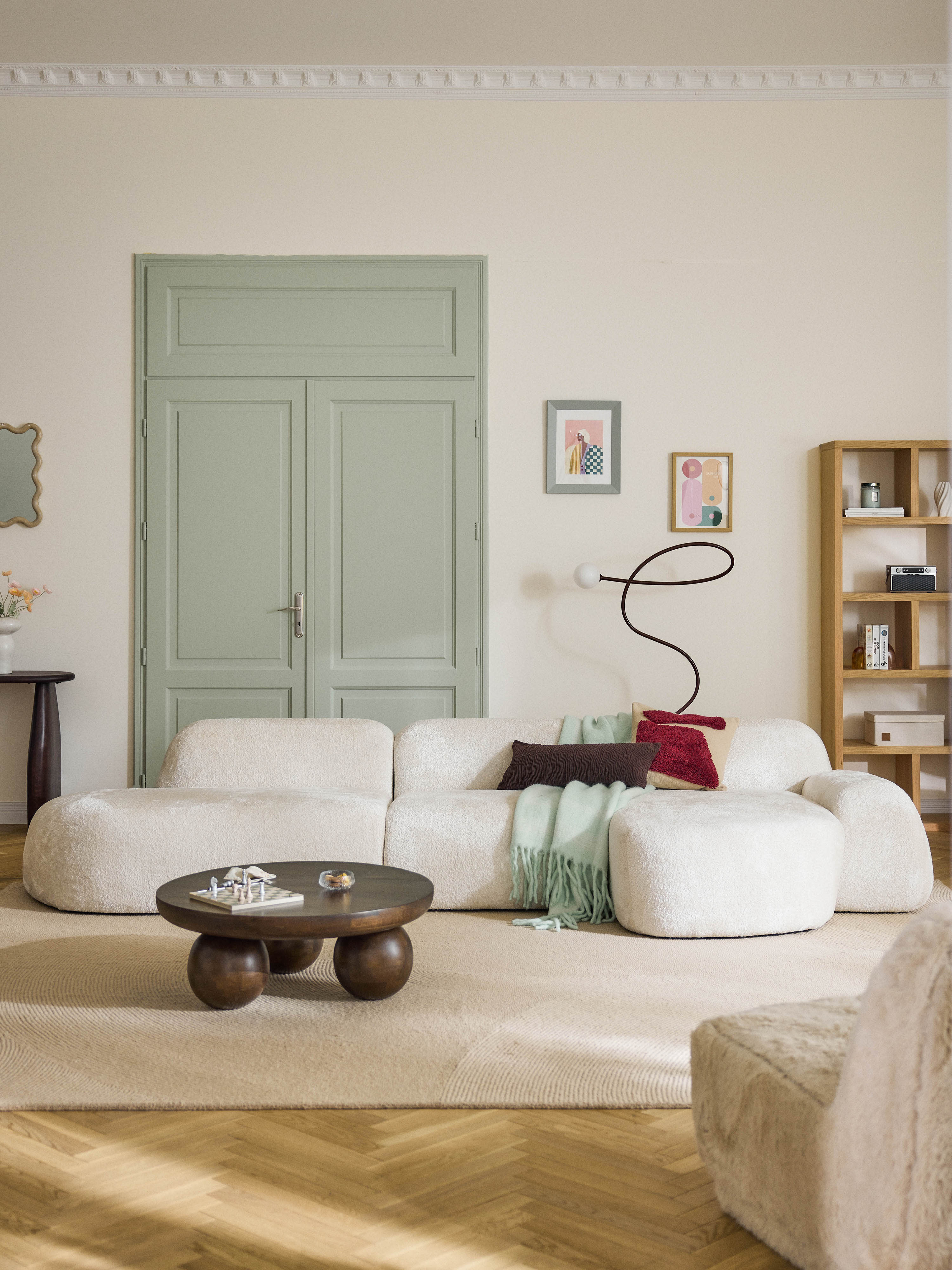Modulares Teddy-Bouclé-Ecksofa Wolke (4-Sitzer) mit Chaiselongue