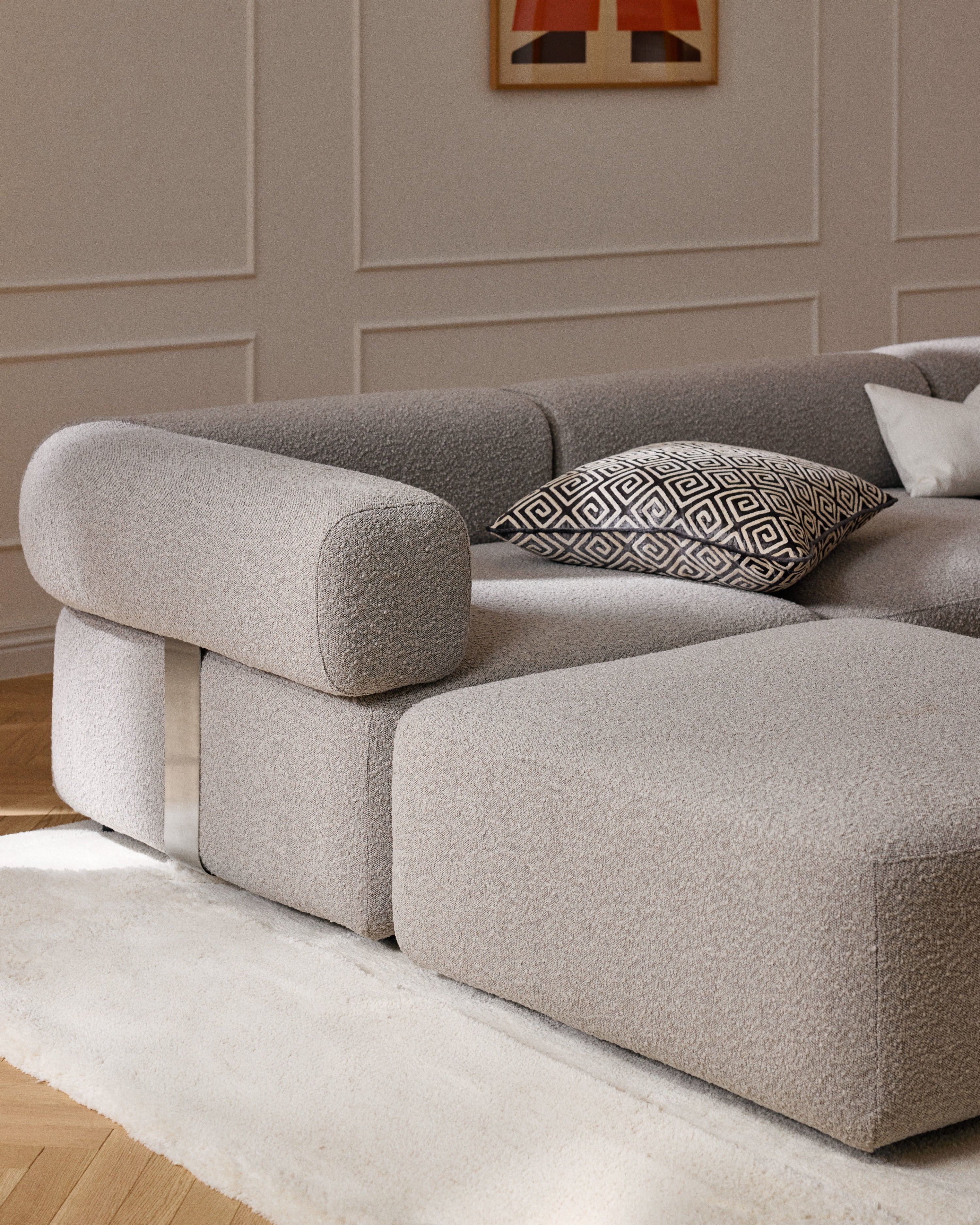 Bouclé-Sofa-Hocker Anton