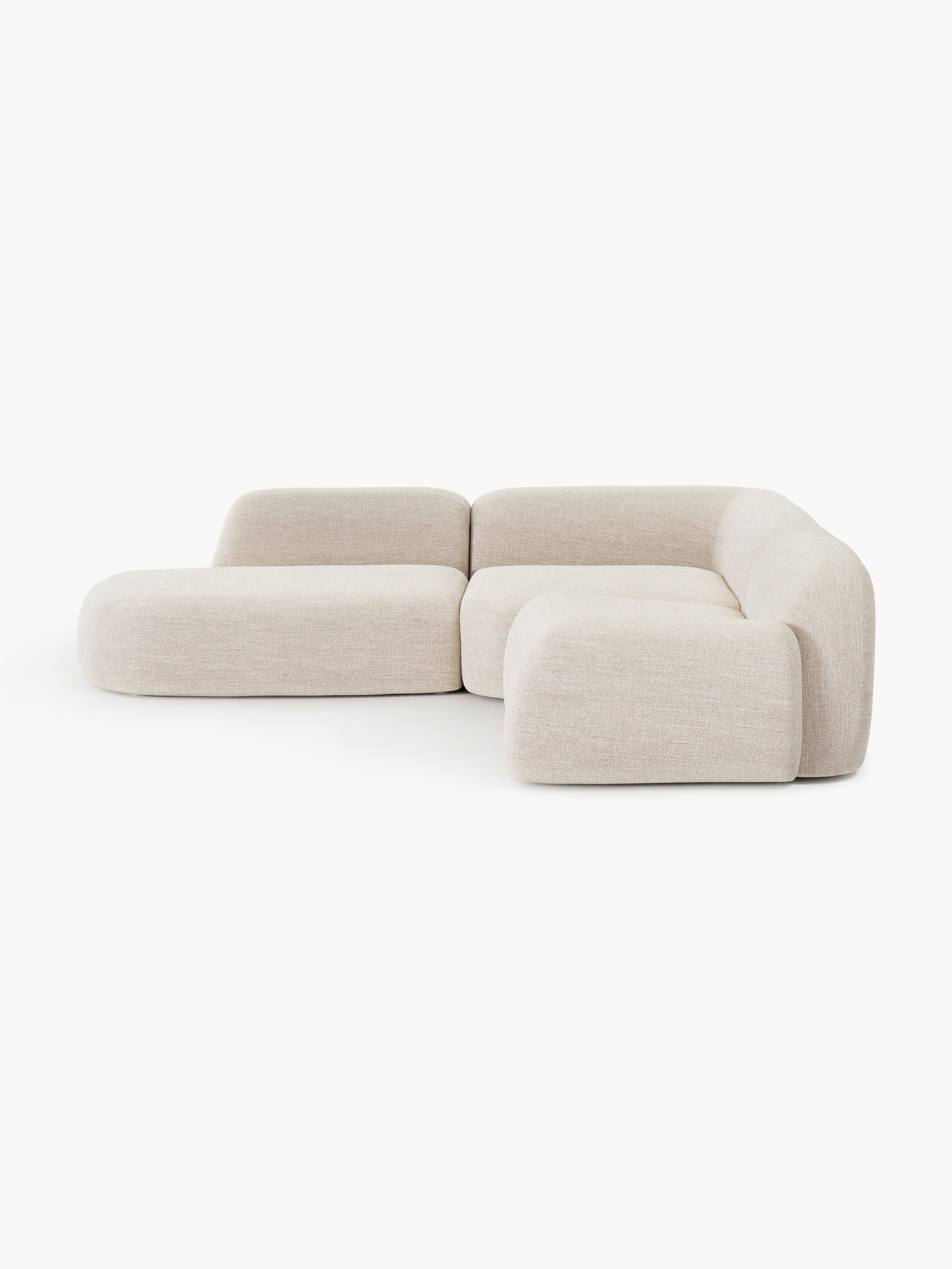 Galeriebild 1 - Modulares Bouclé-Ecksofa Wolke (4-Sitzer) mit Chaiselongue