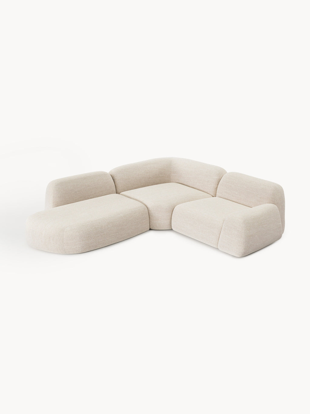 Modulares Bouclé-Ecksofa Wolke (4-Sitzer) mit Chaiselongue