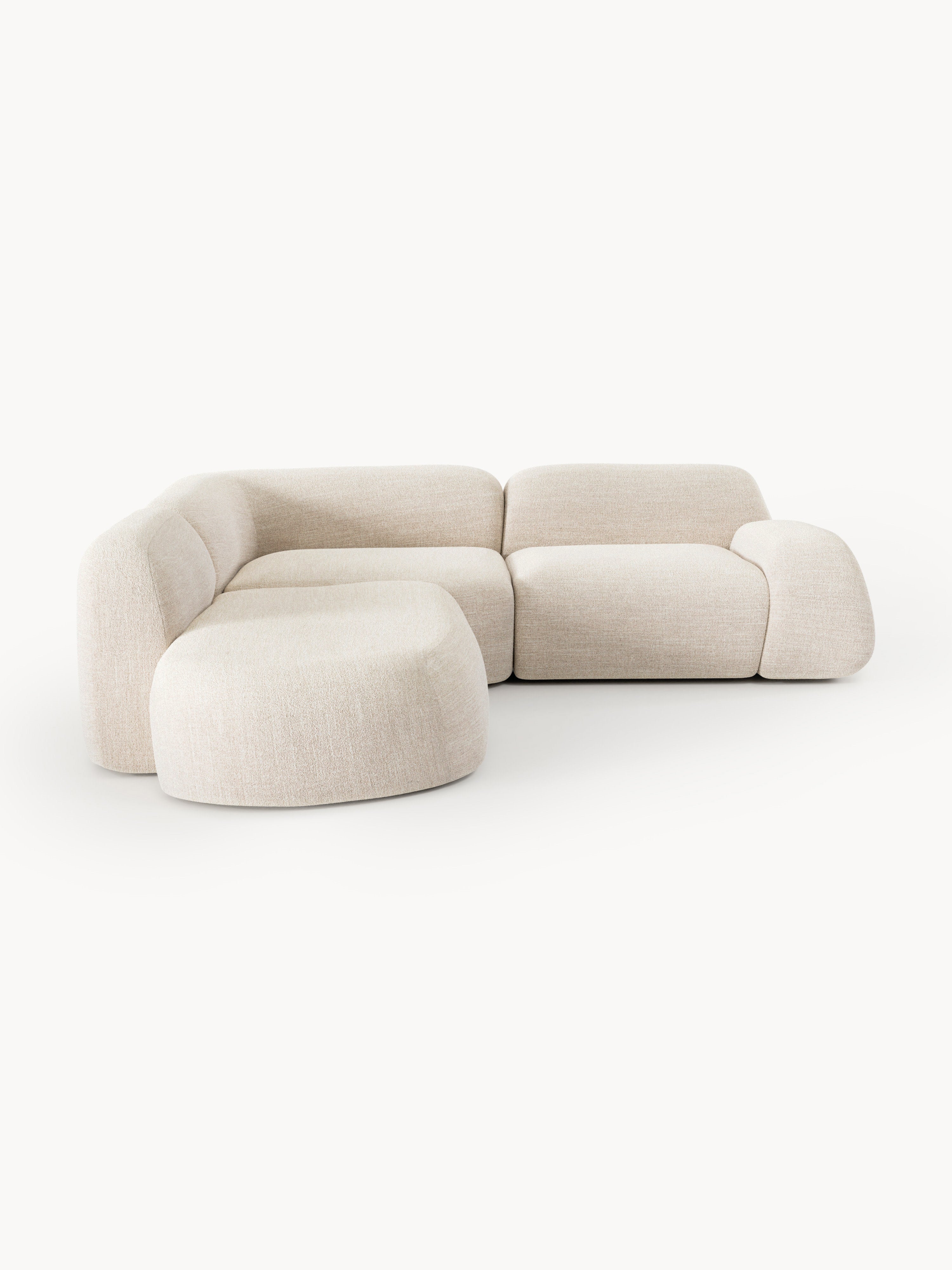 Modulares Bouclé-Ecksofa Wolke (4-Sitzer) mit Chaiselongue