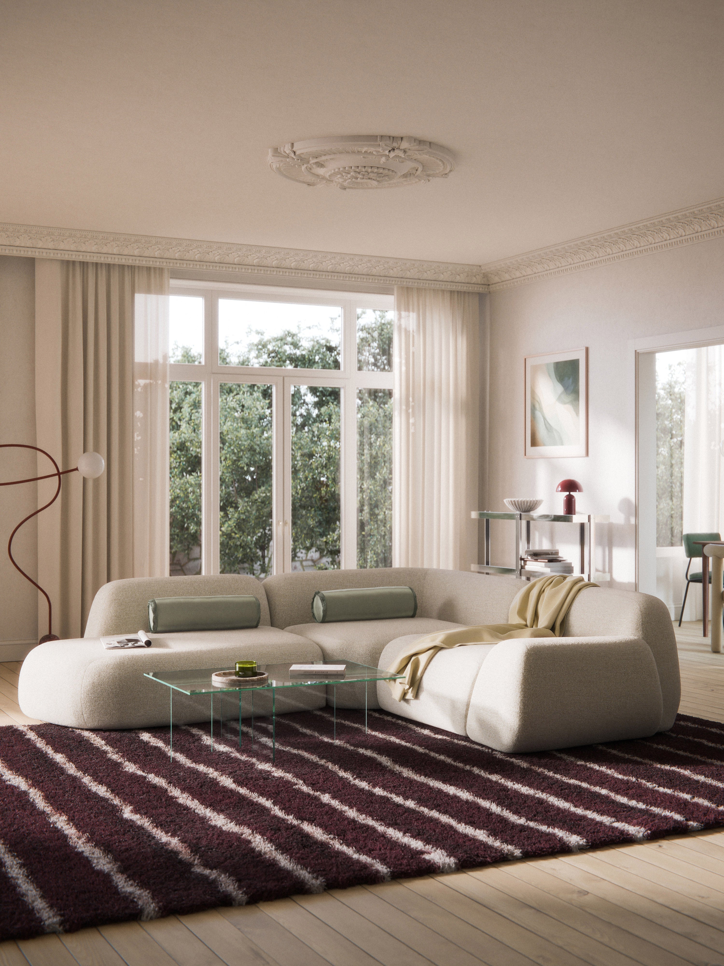 Modulares Bouclé-Ecksofa Wolke (4-Sitzer) mit Chaiselongue