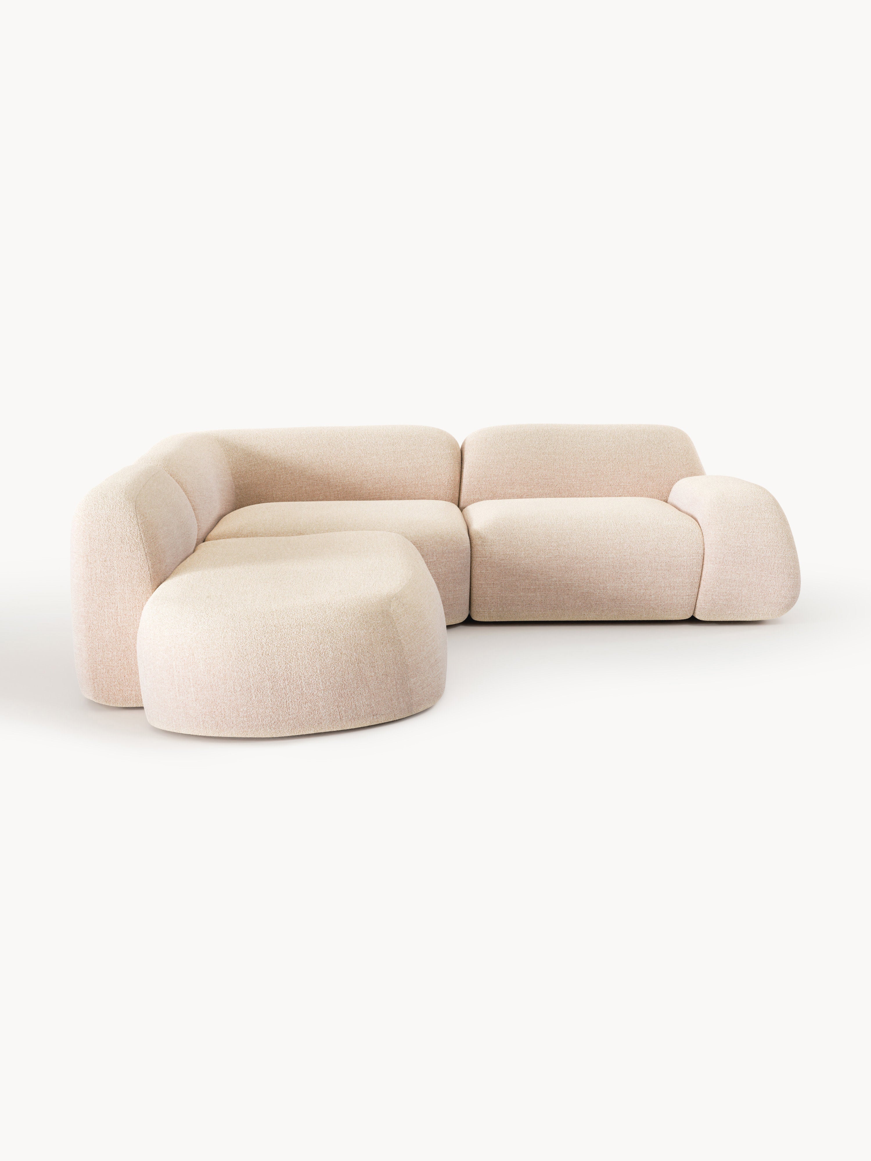 Modulares Bouclé-Ecksofa Wolke (4-Sitzer) mit Chaiselongue
