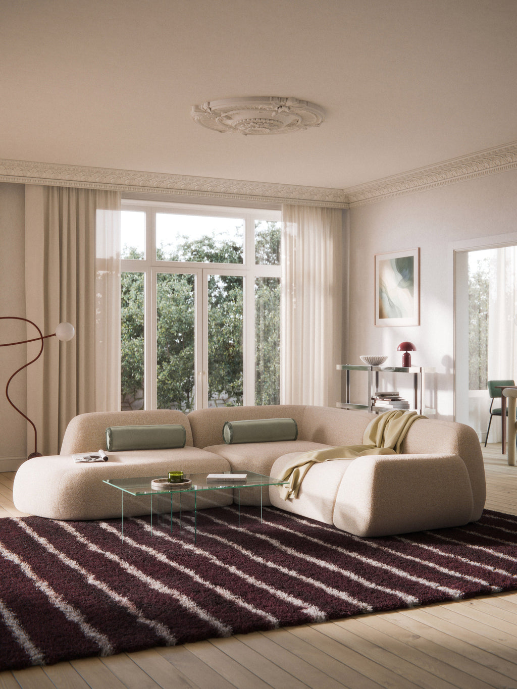 Modulares Bouclé-Ecksofa Wolke (4-Sitzer) mit Chaiselongue
