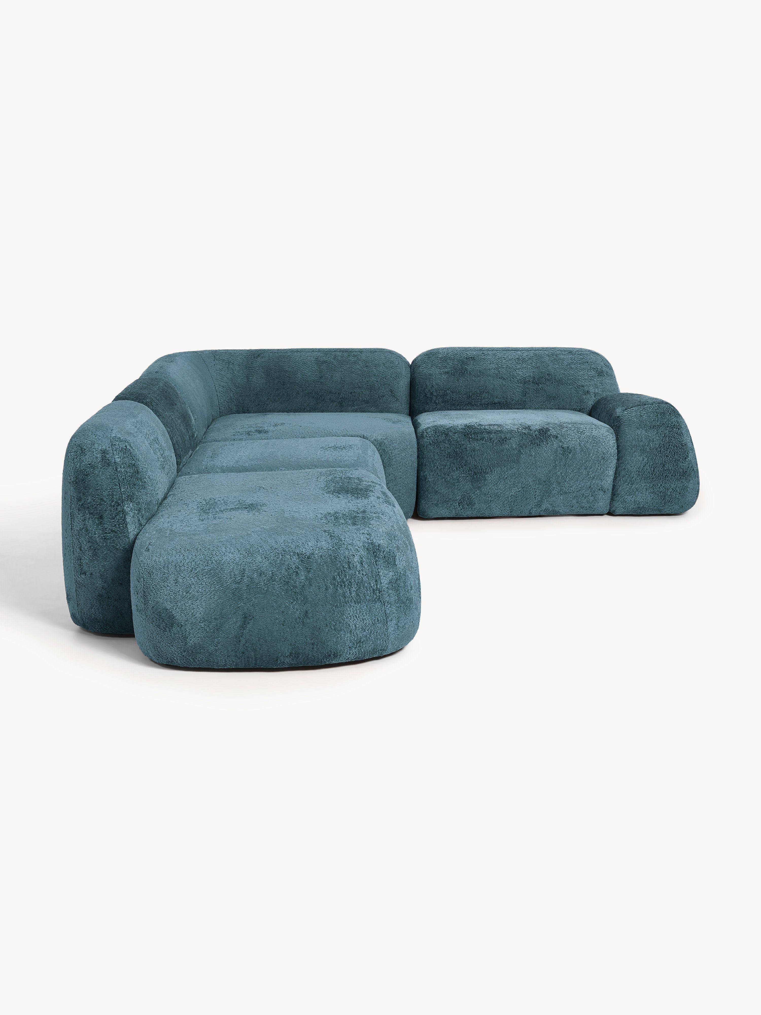 XL Modulares Teddy-Bouclé-Ecksofa Wolke mit Chaiselongue