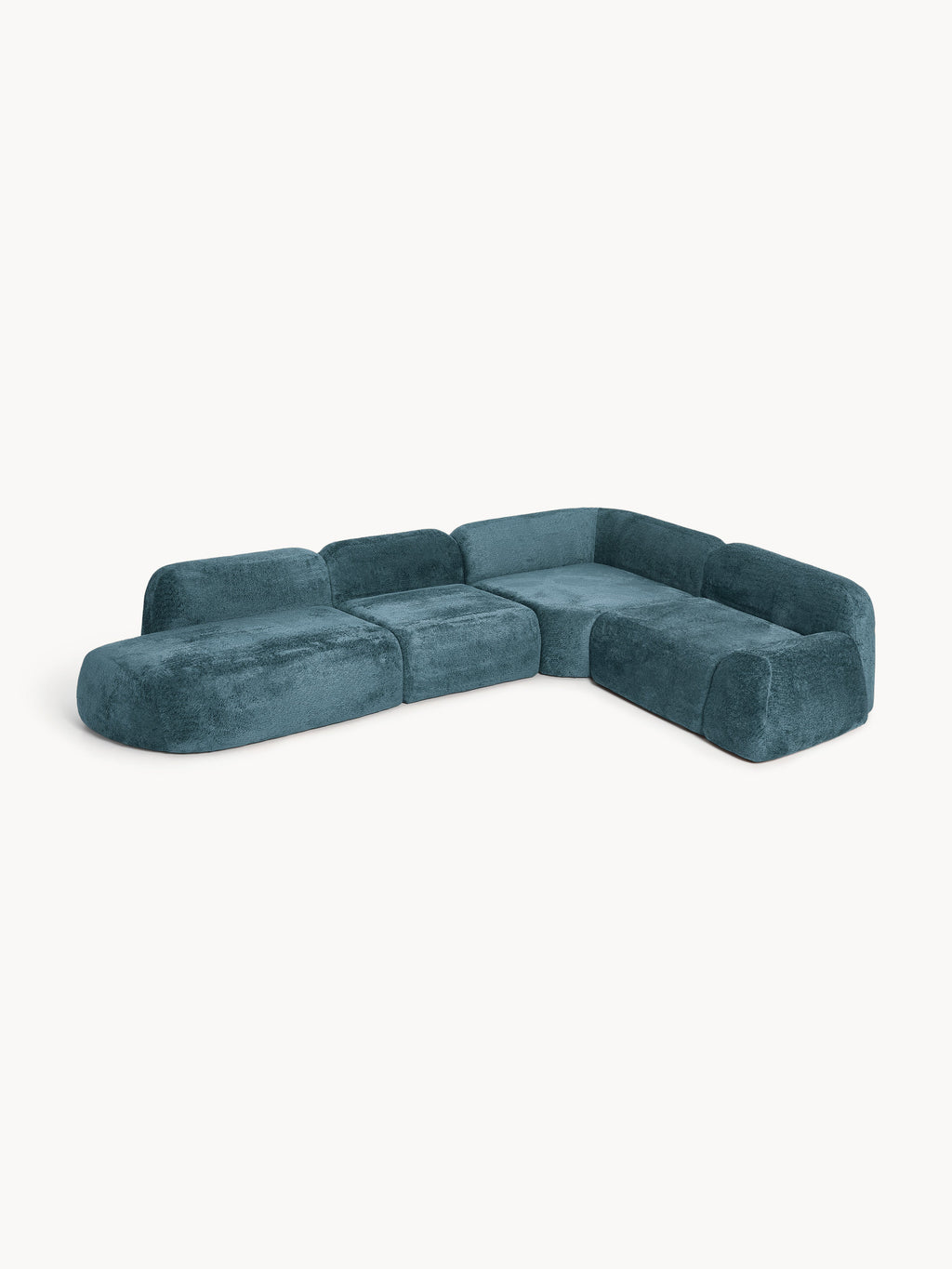 XL Modulares Teddy-Bouclé-Ecksofa Wolke mit Chaiselongue