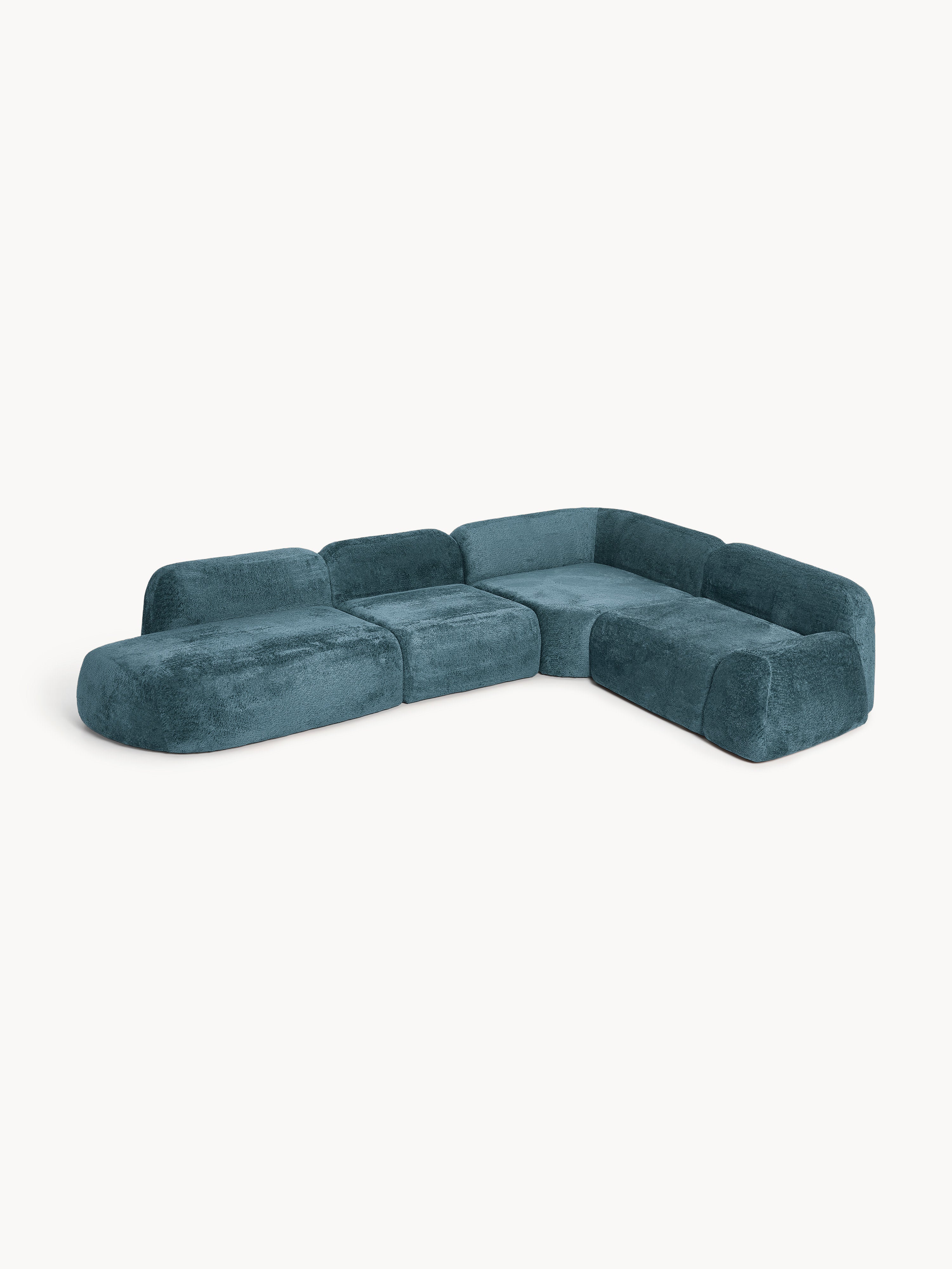 XL Modulares Teddy-Bouclé-Ecksofa Wolke mit Chaiselongue