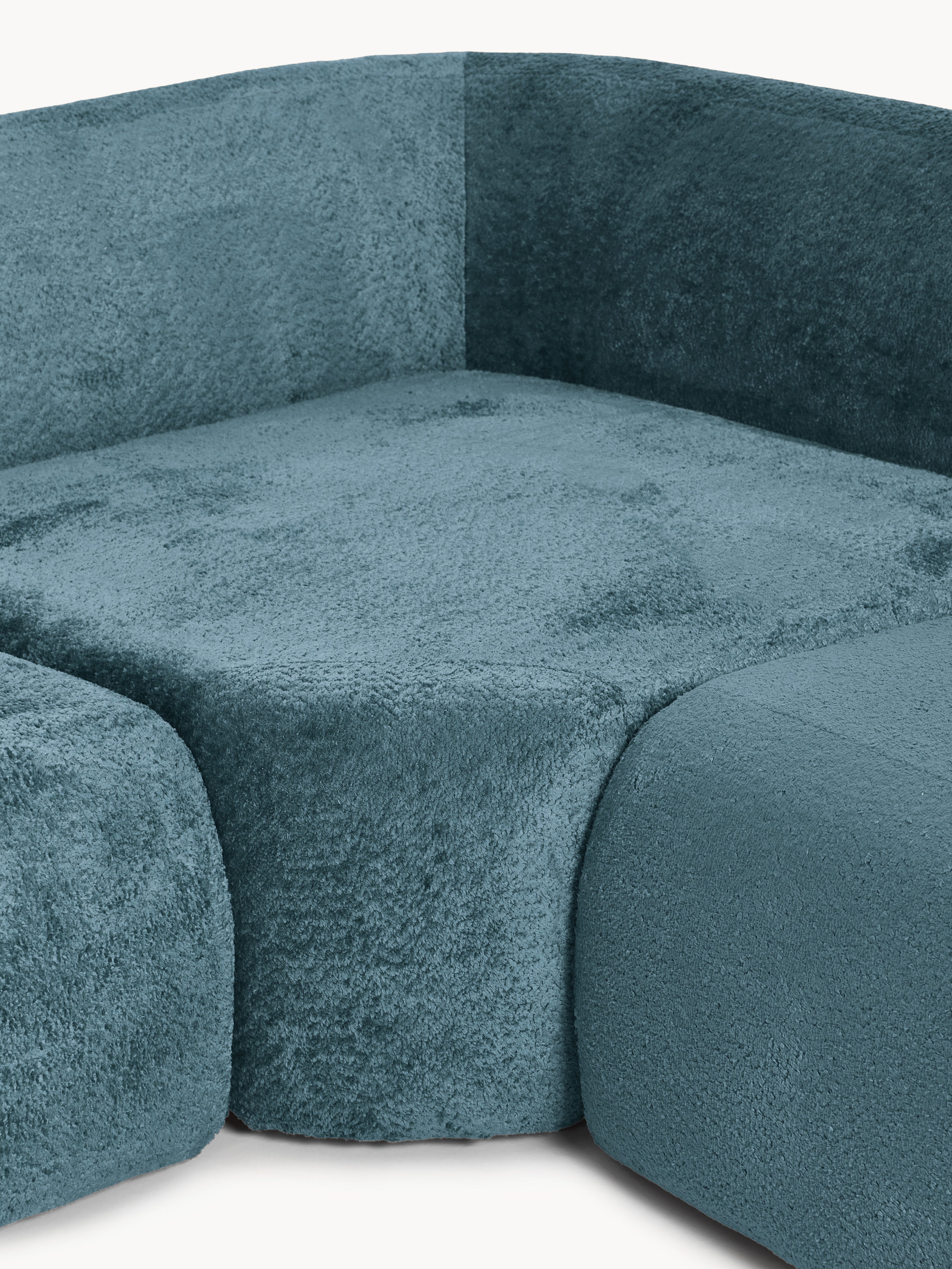 XL Modulares Teddy-Bouclé-Ecksofa Wolke mit Chaiselongue