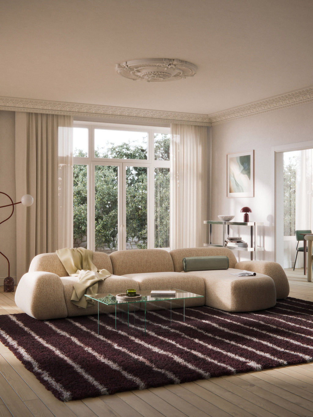 Modulares Bouclé-Ecksofa Wolke (4-Sitzer)