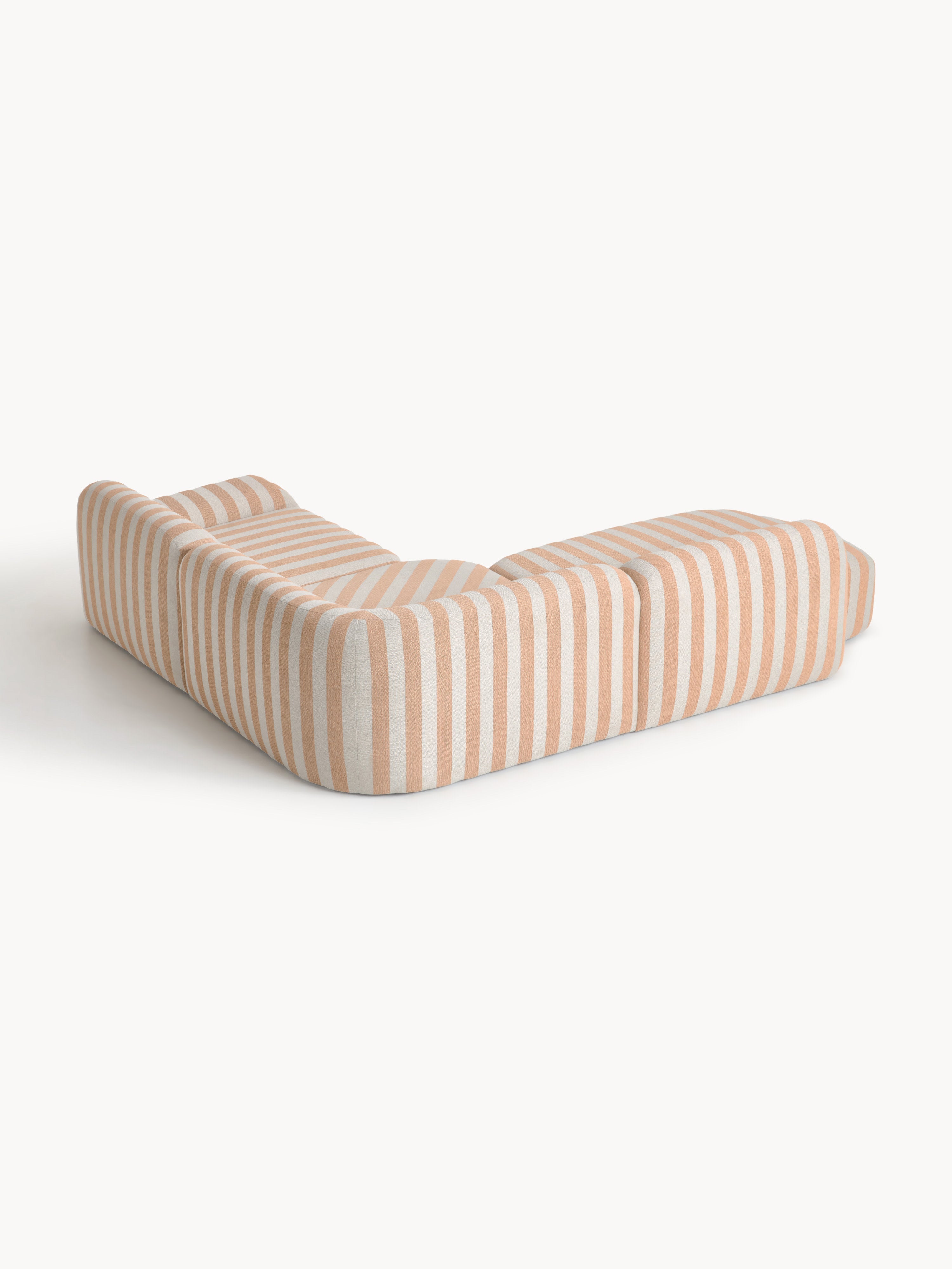 Modulares Gestreiftes Ecksofa Wolke (4-Sitzer) mit Chaiselongue