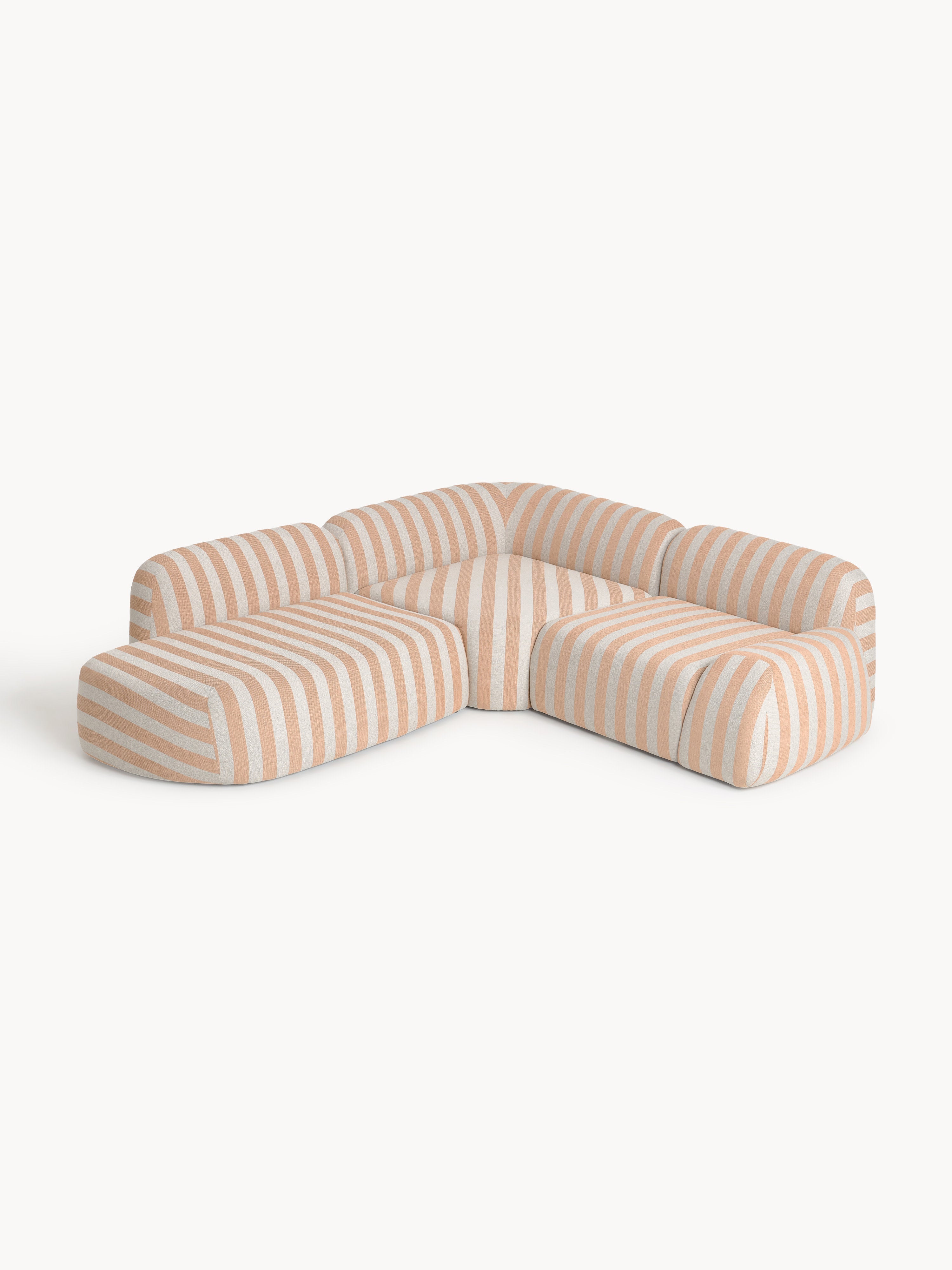 Modulares Gestreiftes Ecksofa Wolke (4-Sitzer) mit Chaiselongue