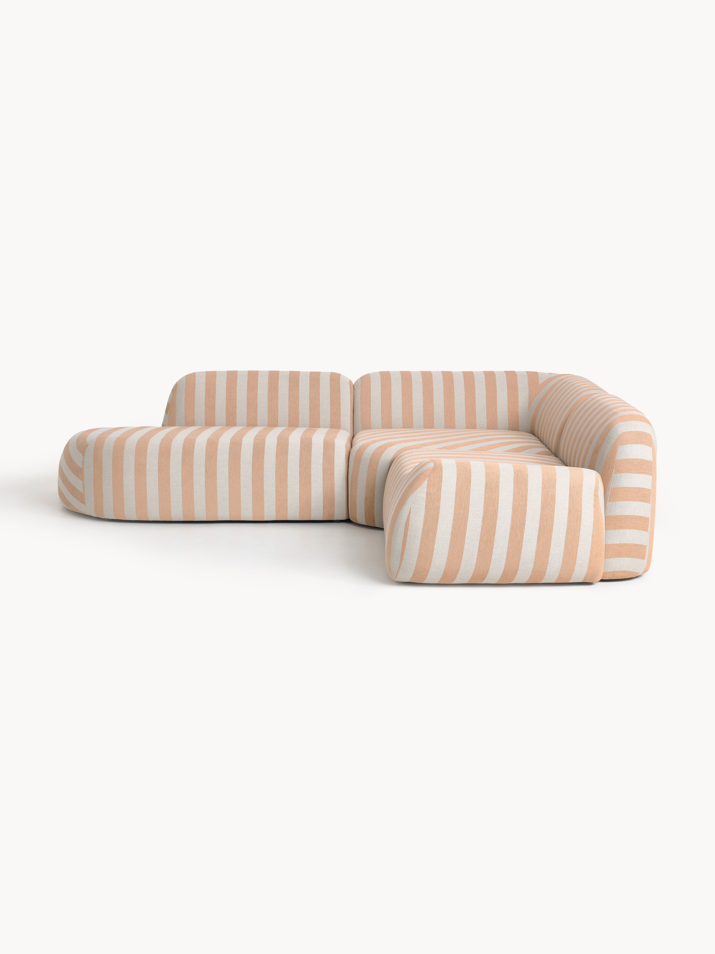 Galeriebild 1 - Modulares Gestreiftes Ecksofa Wolke (4-Sitzer) mit Chaiselongue