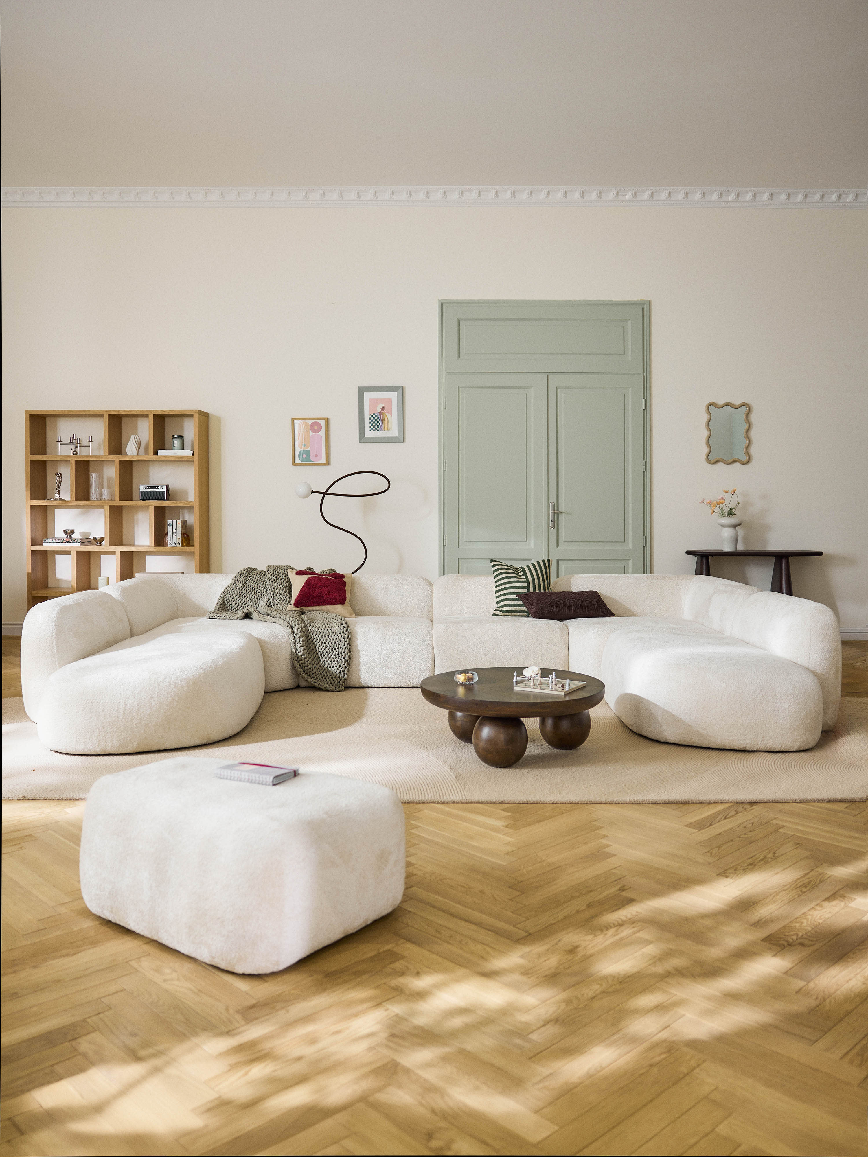 XL Modulares Teddy-Bouclé-Sofa Wolke