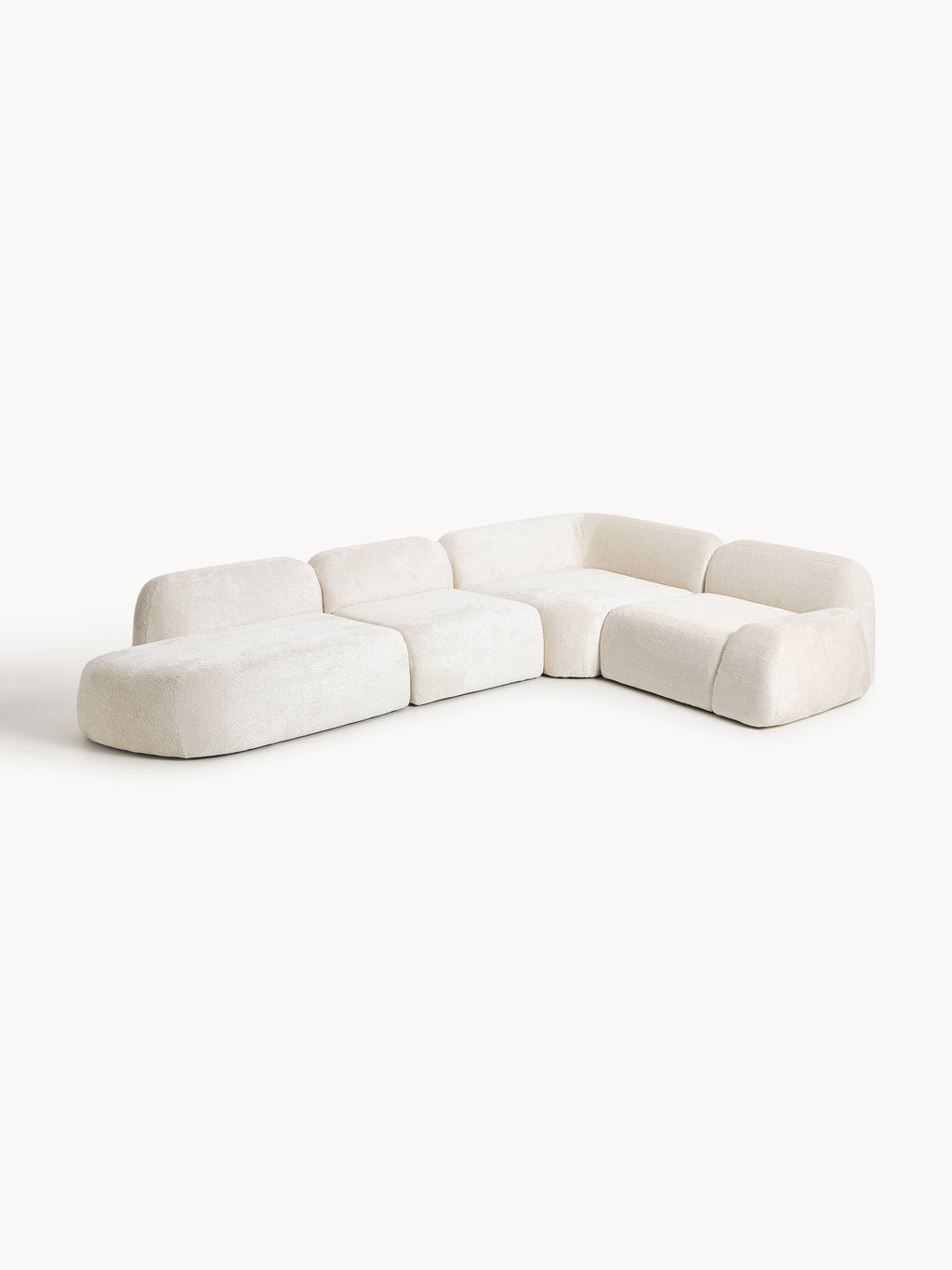 XL Modulares Teddy-Bouclé-Ecksofa Wolke mit Chaiselongue
