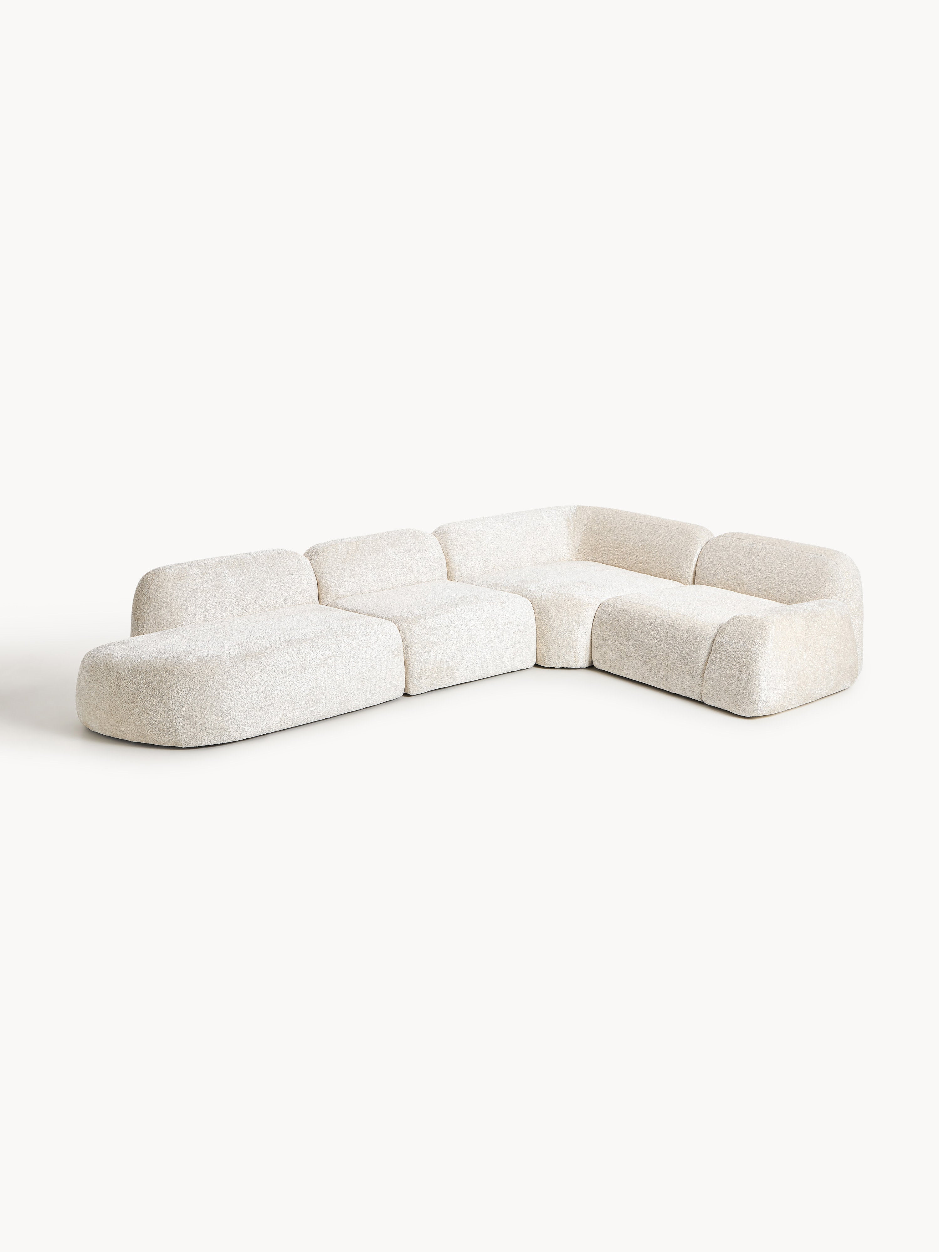 XL Modulares Teddy-Bouclé-Ecksofa Wolke mit Chaiselongue