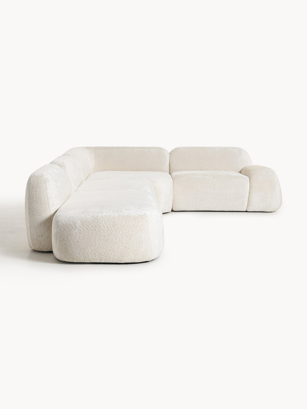XL Modulares Teddy-Bouclé-Ecksofa Wolke mit Chaiselongue
