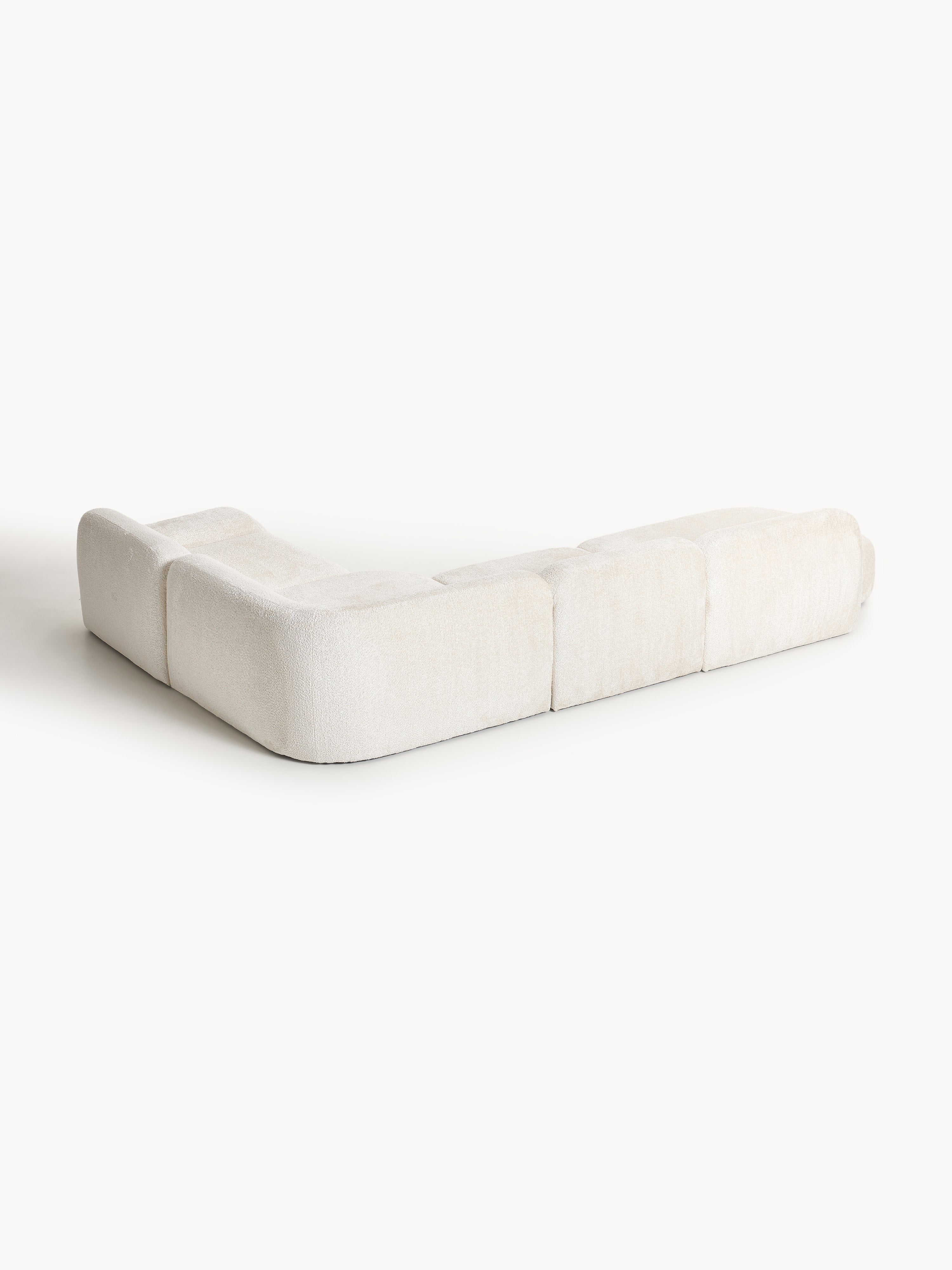 XL Modulares Teddy-Bouclé-Ecksofa Wolke mit Chaiselongue