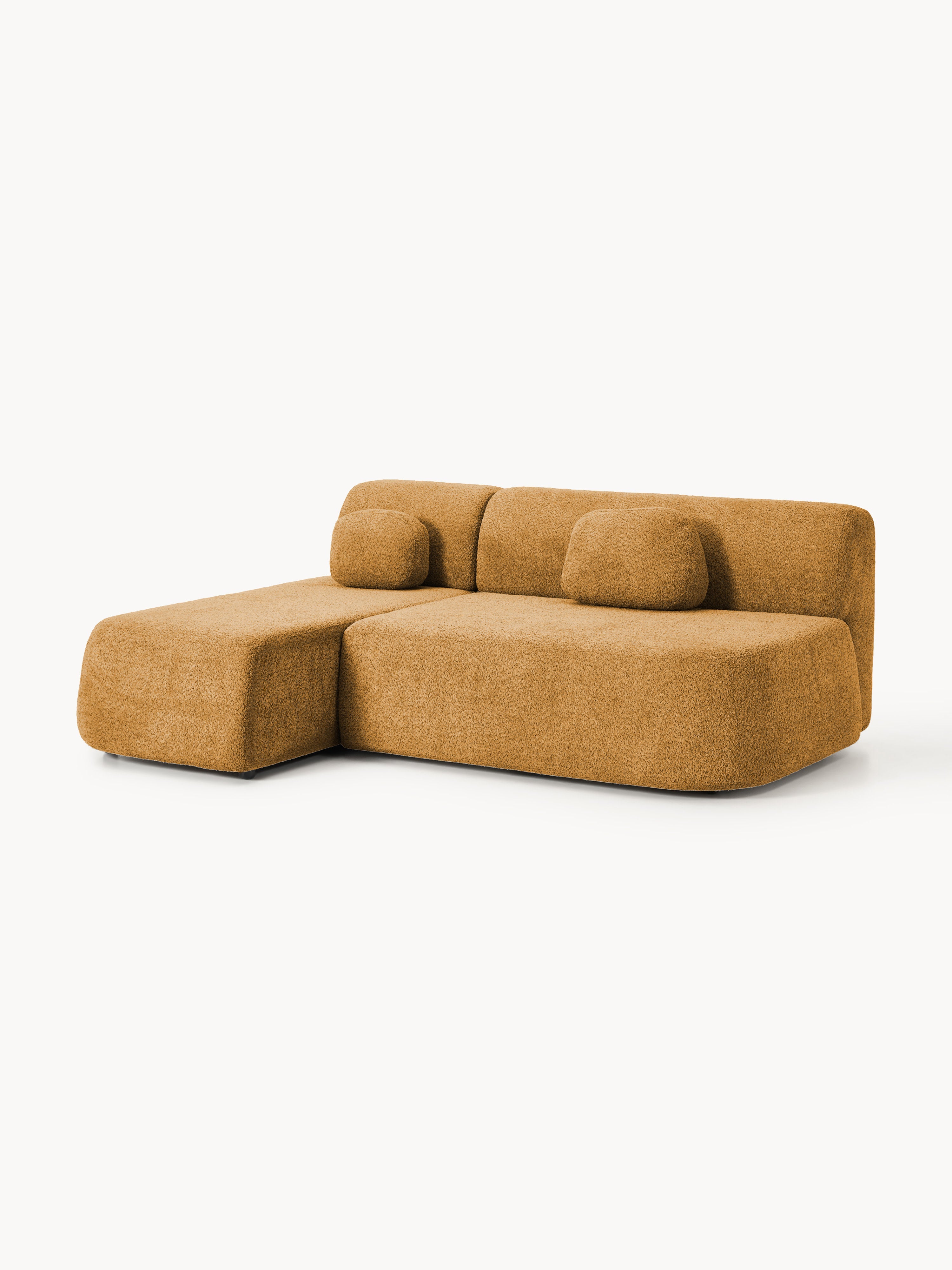 Schlafsofa Pao aus Teddy-Bouclé mit Stauraum