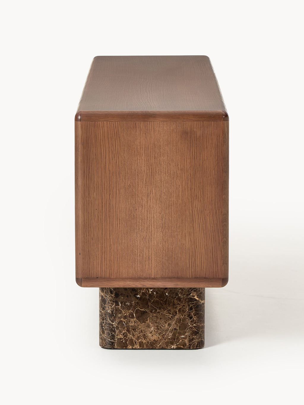 Holz-Sideboard Tundra mit Emperador-Marmorbeinen