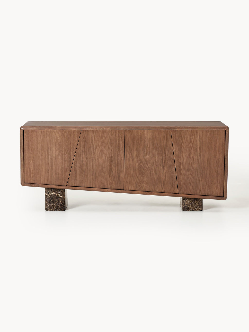 Holz-Sideboard Tundra mit Emperador-Marmorbeinen