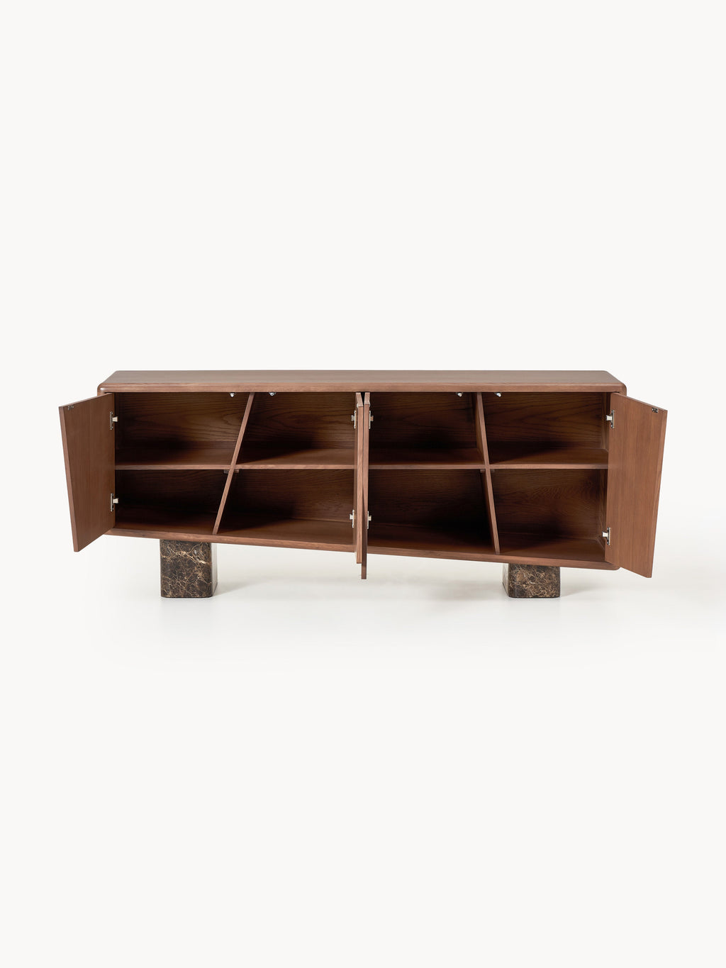 Holz-Sideboard Tundra mit Emperador-Marmorbeinen