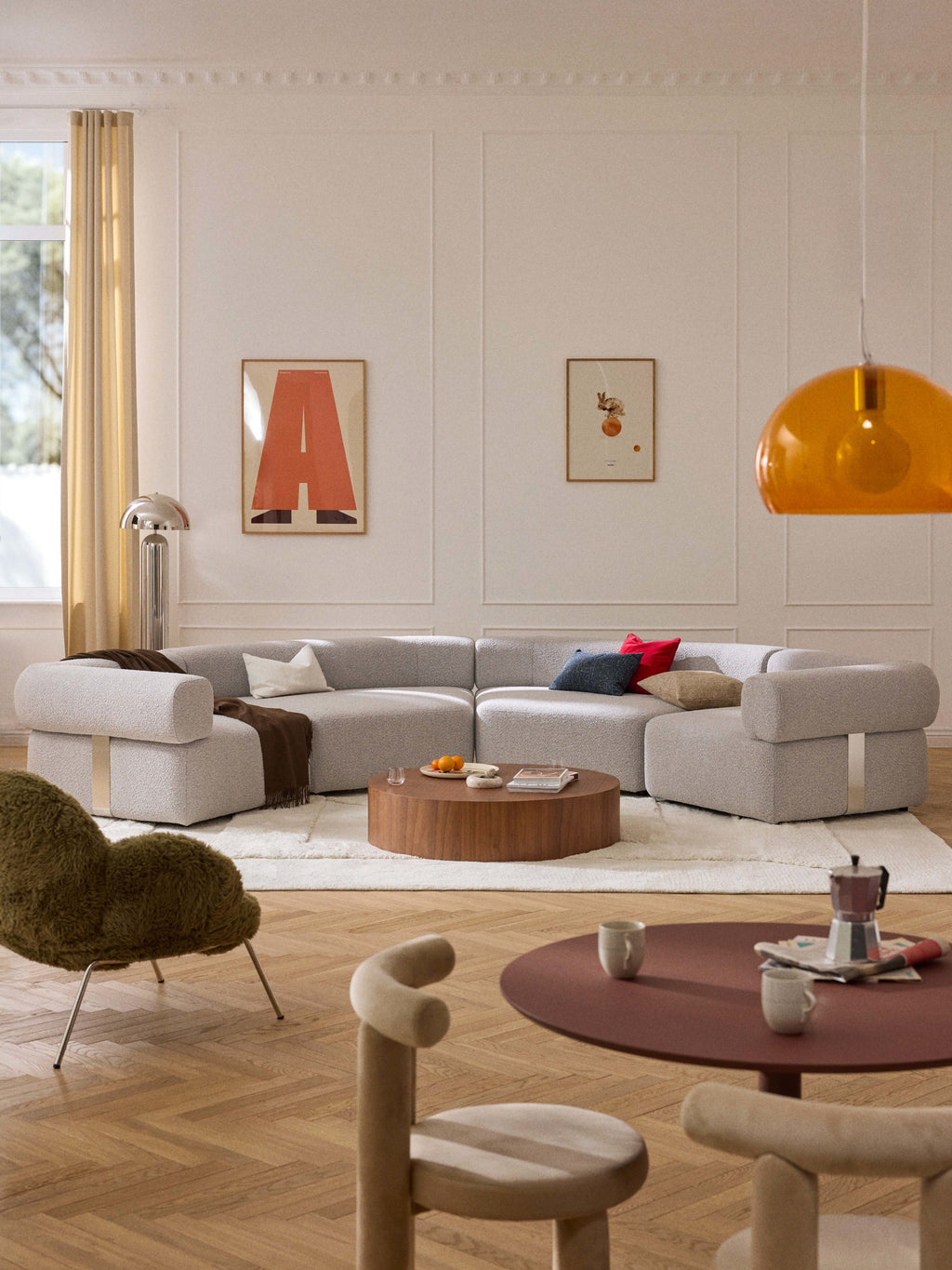Großes modulares Bouclé-Sofa Anton