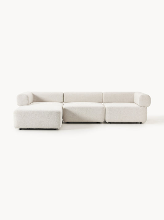 Galeriebild 1 - Modulares Bouclé-Sofa Anton (4-Sitzer) mit Hocker (links/rechts)