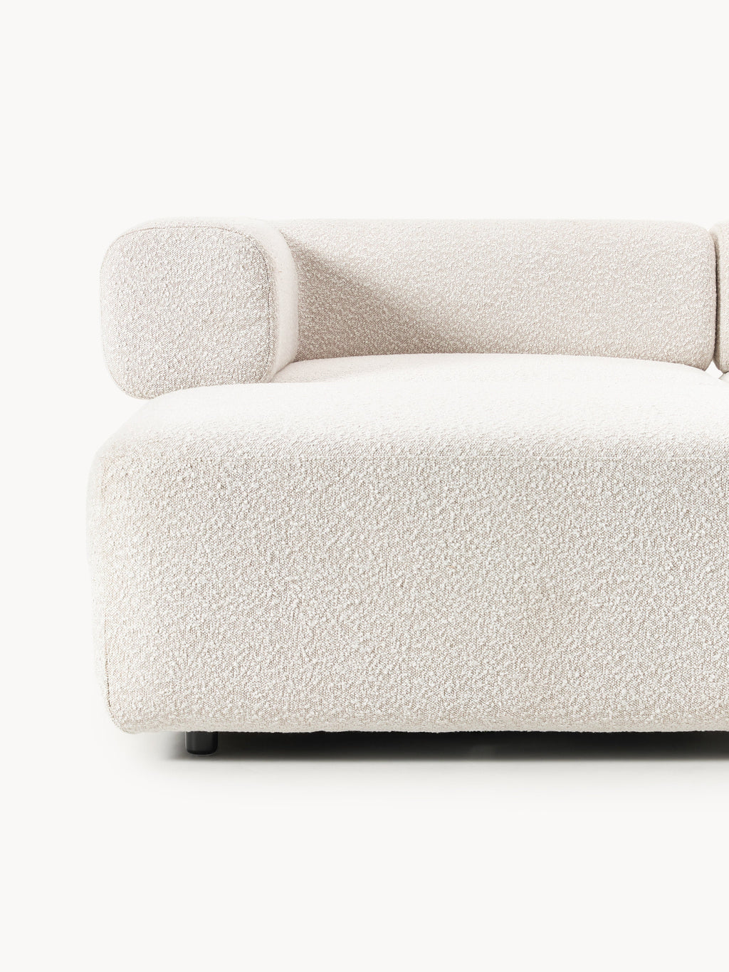 Modulares Bouclé-Sofa Anton (4-Sitzer) mit Hocker (links/rechts)