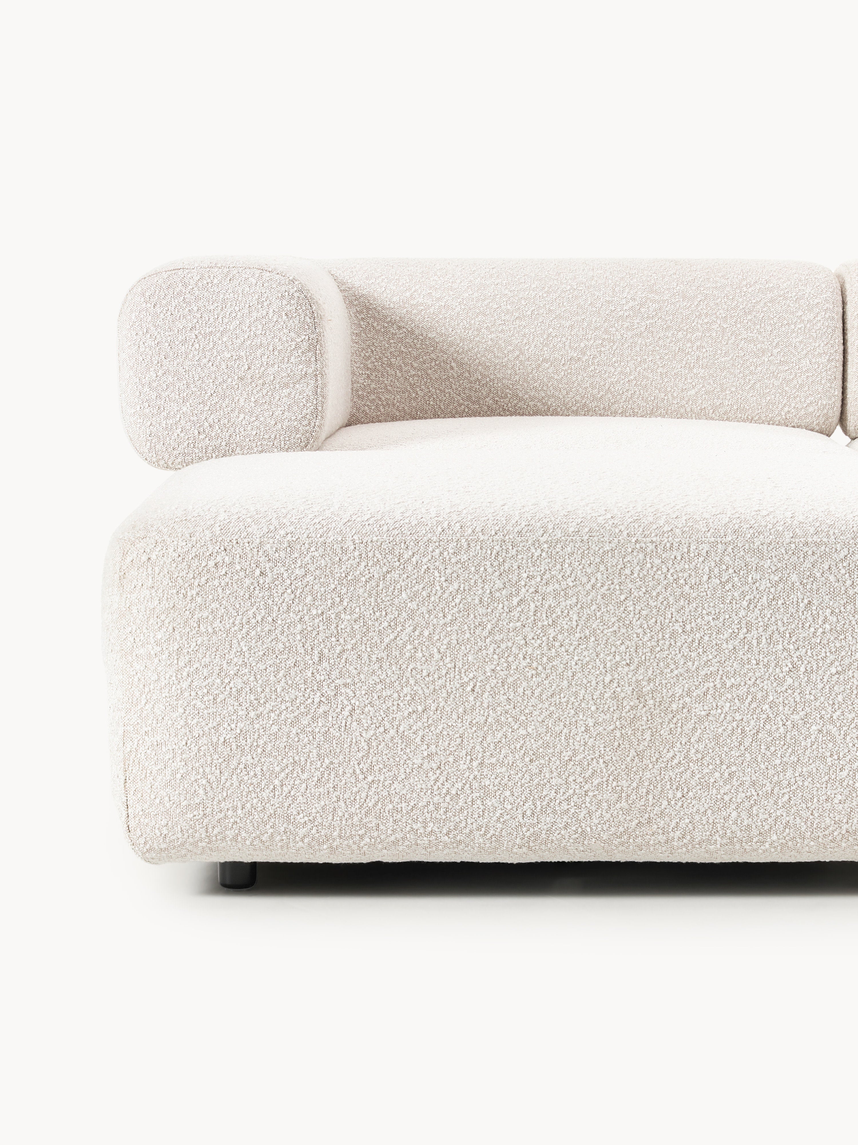 Modulares Bouclé-Sofa Anton (4-Sitzer) mit Hocker (links/rechts)