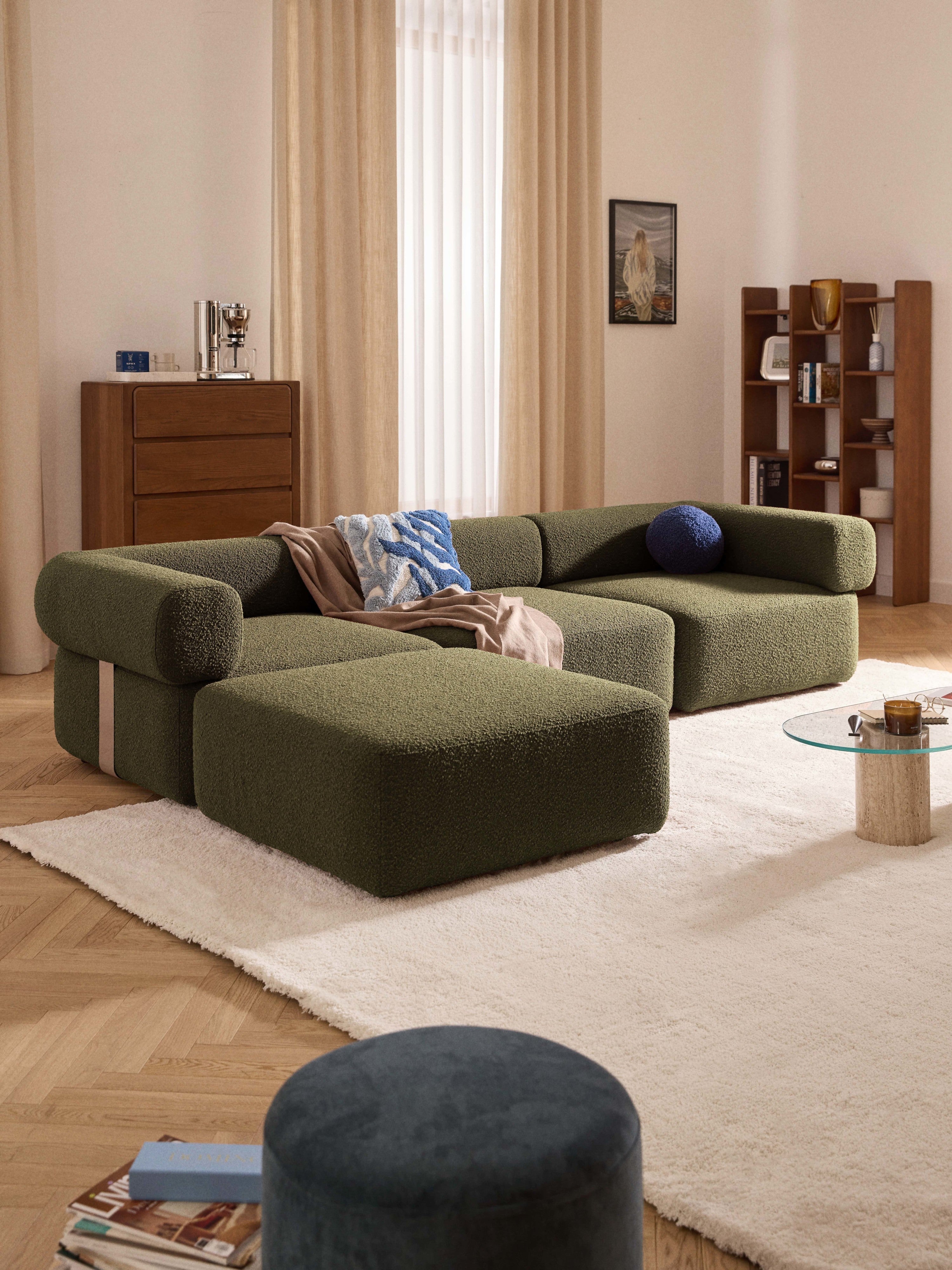 Bouclé-Sofa-Hocker Anton