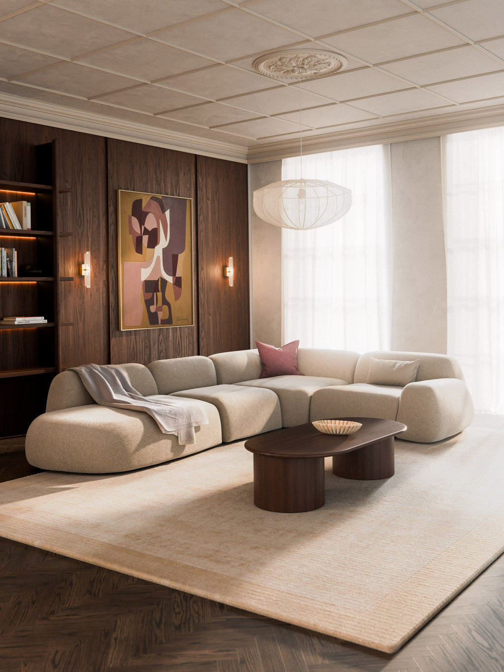 Modulares XL-Ecksofa Wolke mit Chaiselongue