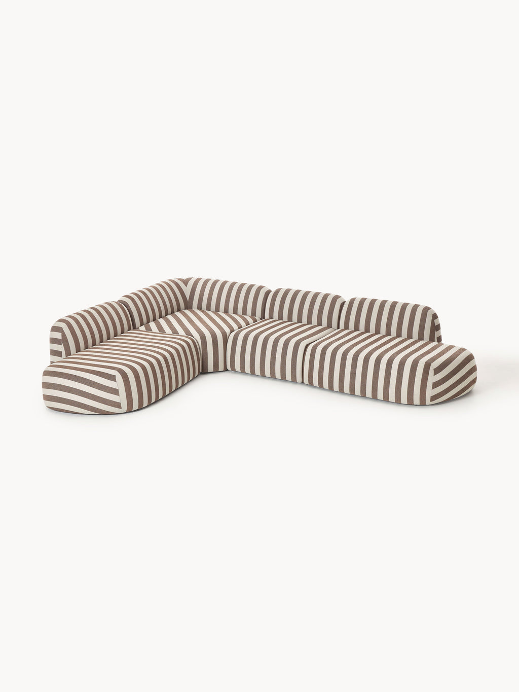 Modulares Gestreiftes XL-Ecksofa Wolke mit Chaiselongue
