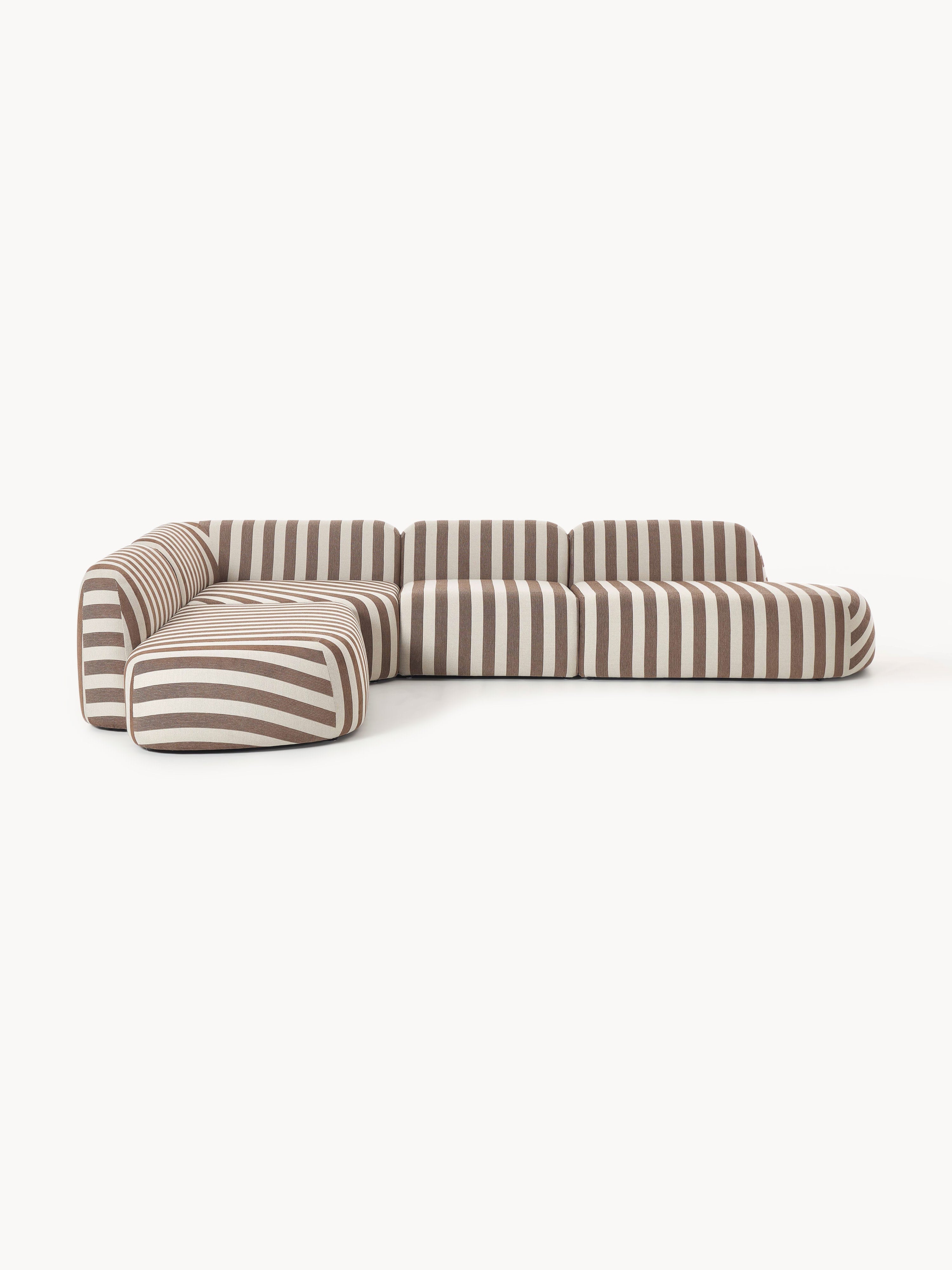 Galeriebild 1 - Modulares Gestreiftes XL-Ecksofa Wolke mit Chaiselongue