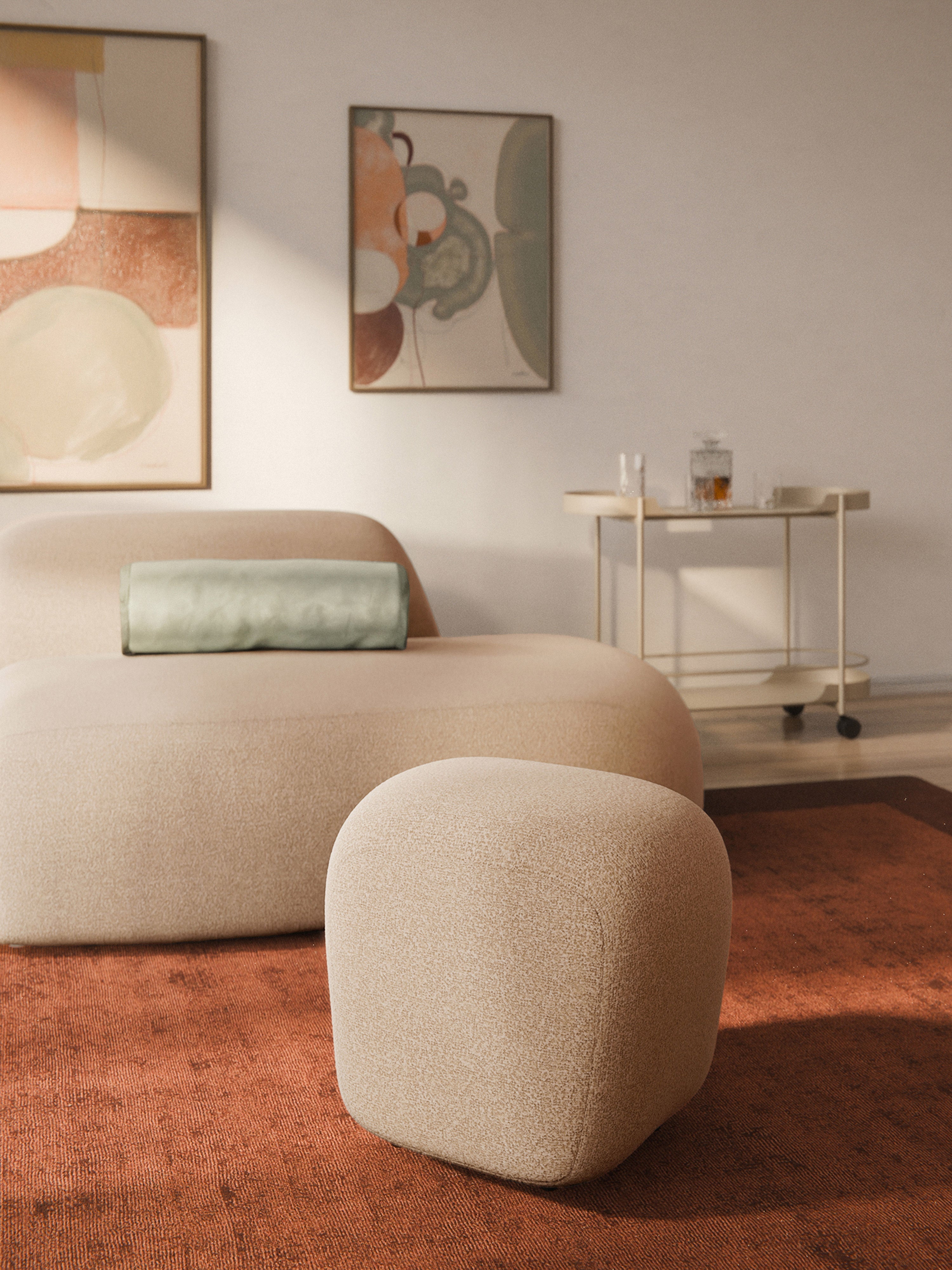 Hoher Bouclé-Sofa-Hocker Wolke