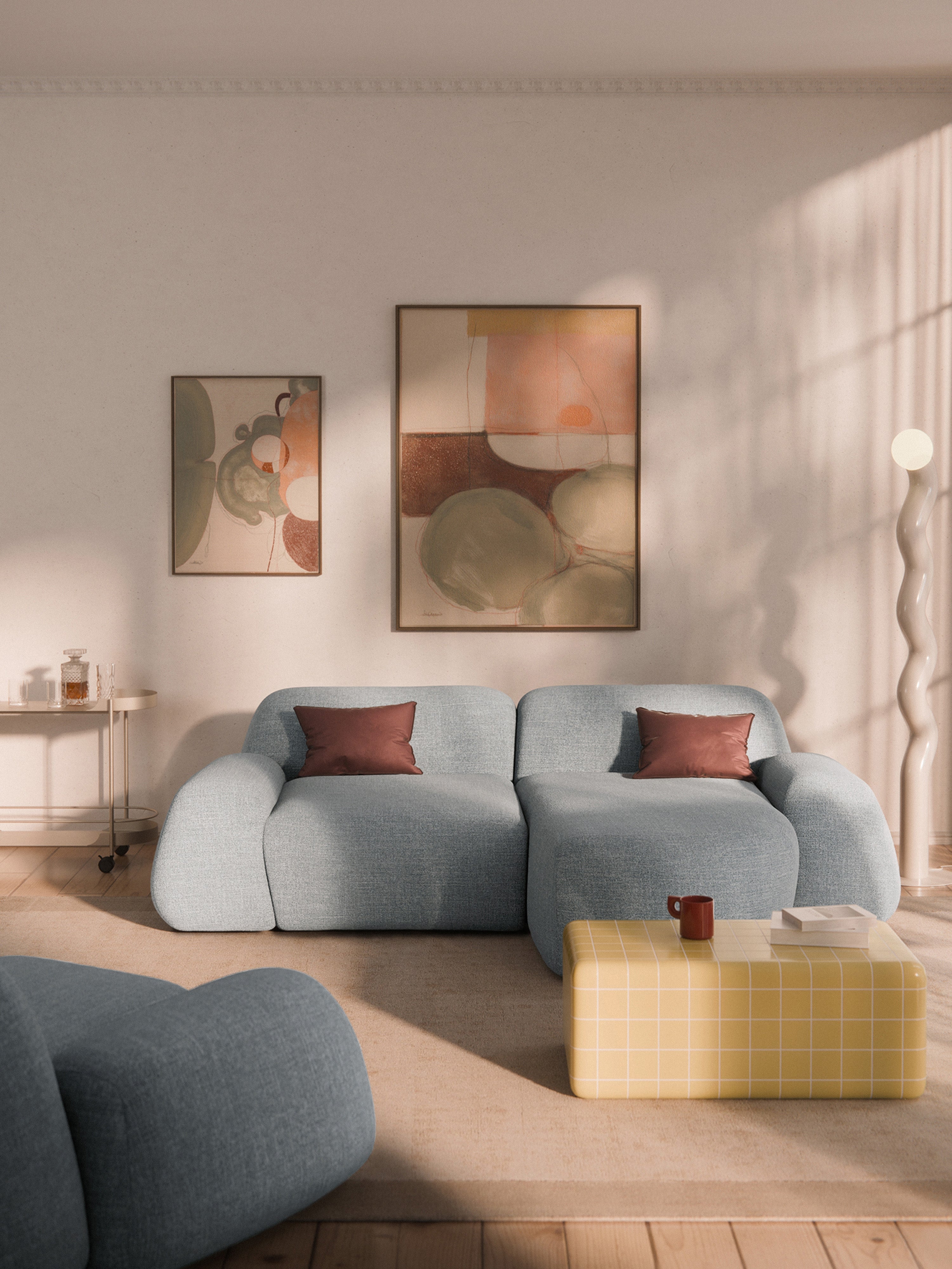 Modulares Bouclé-Ecksofa Wolke (3-Sitzer)