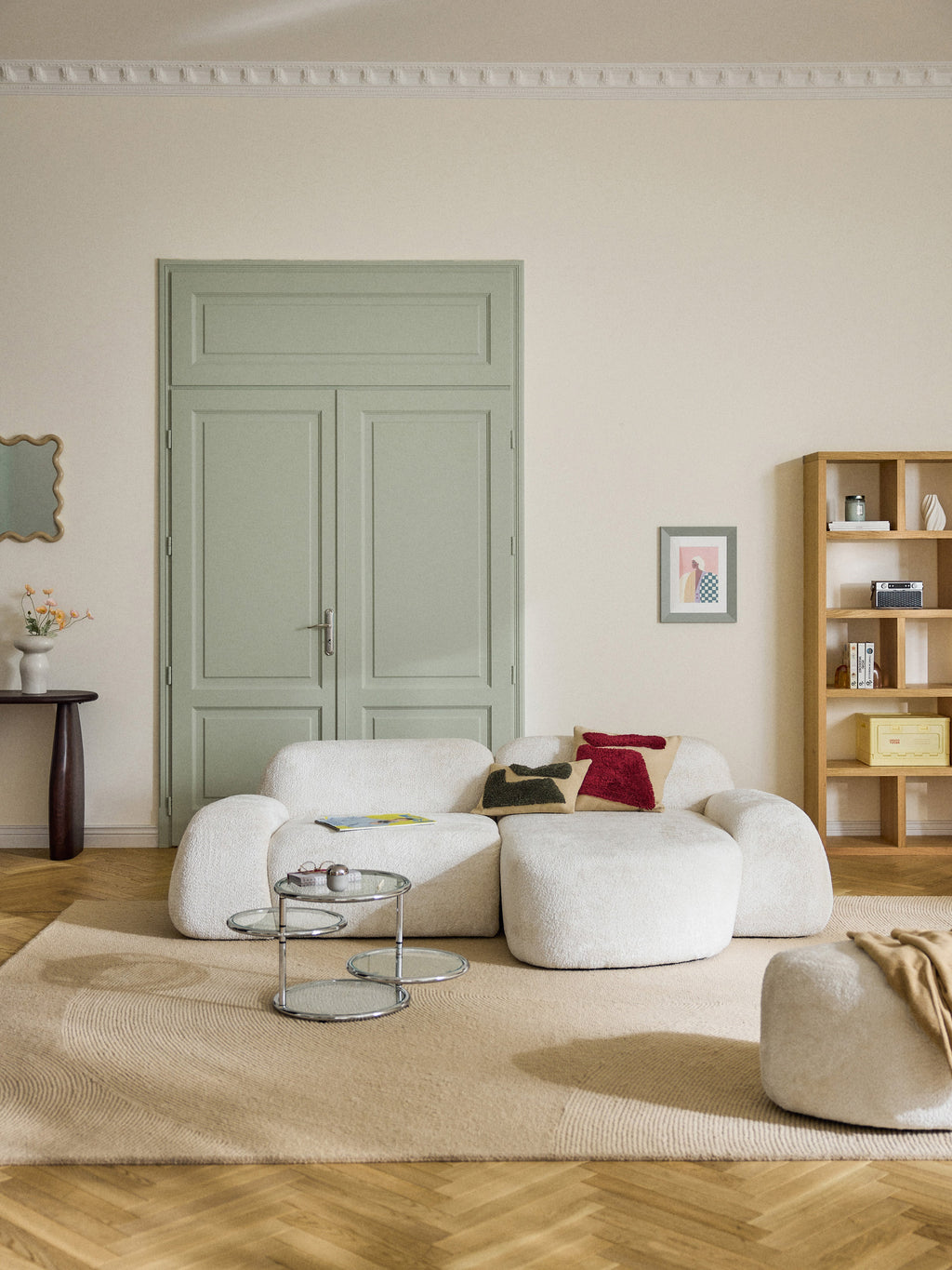 Modulares Teddy-Bouclé-Ecksofa Wolke (3-Sitzer)