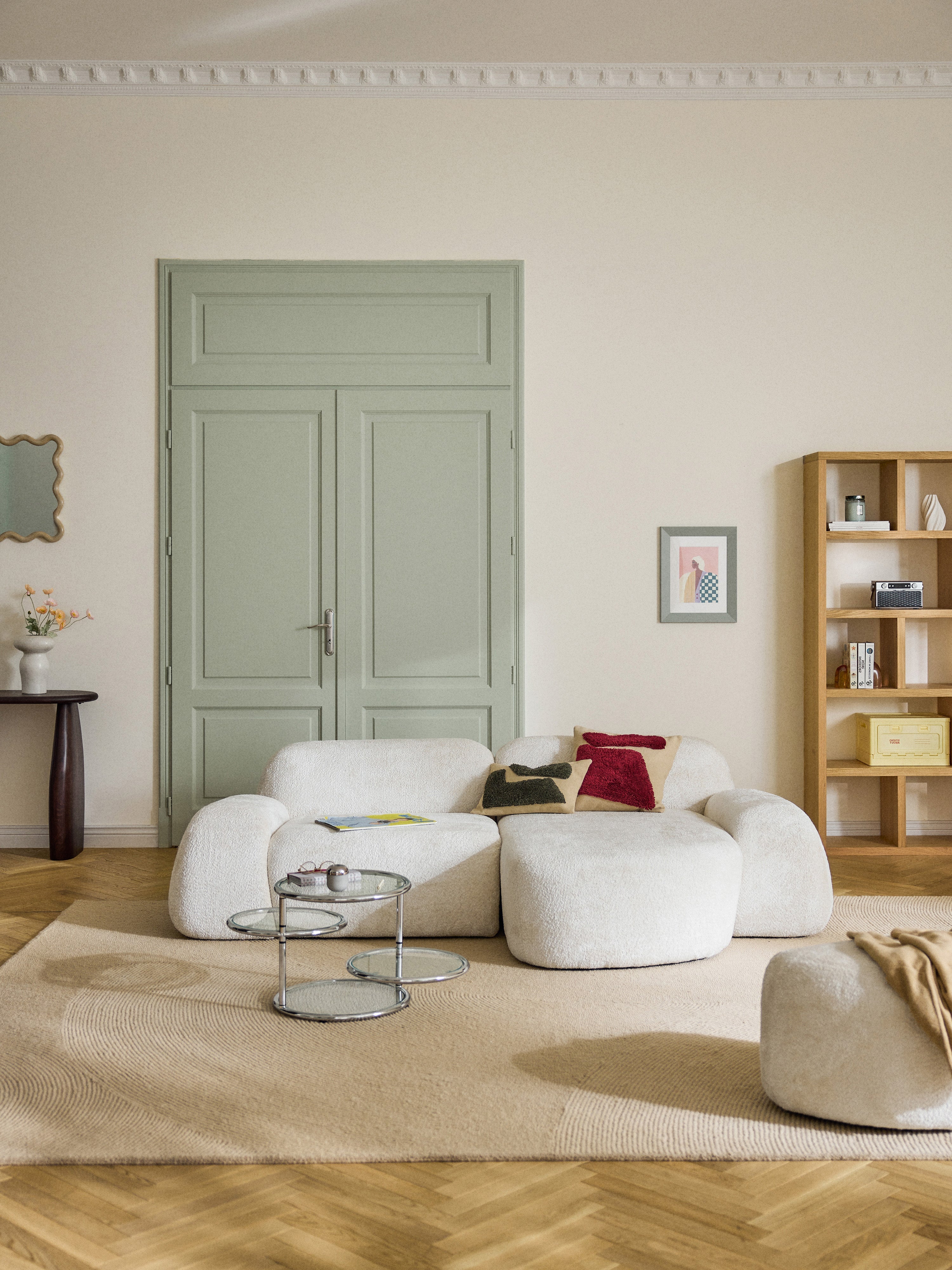 Modulares Teddy-Bouclé-Ecksofa Wolke (3-Sitzer)