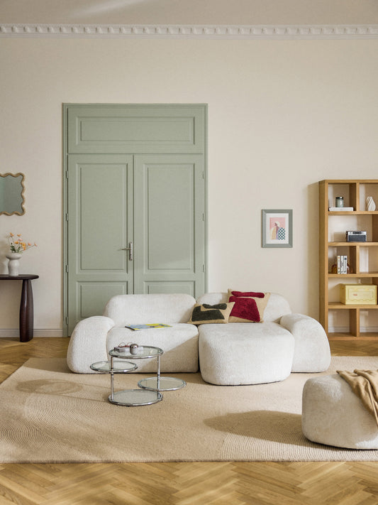 Modulares Teddy-Bouclé-Ecksofa Wolke (3-Sitzer)