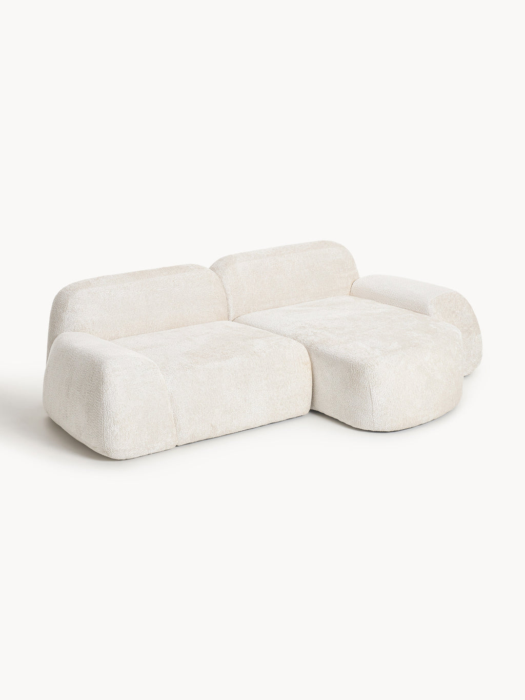Modulares Teddy-Bouclé-Ecksofa Wolke (3-Sitzer)