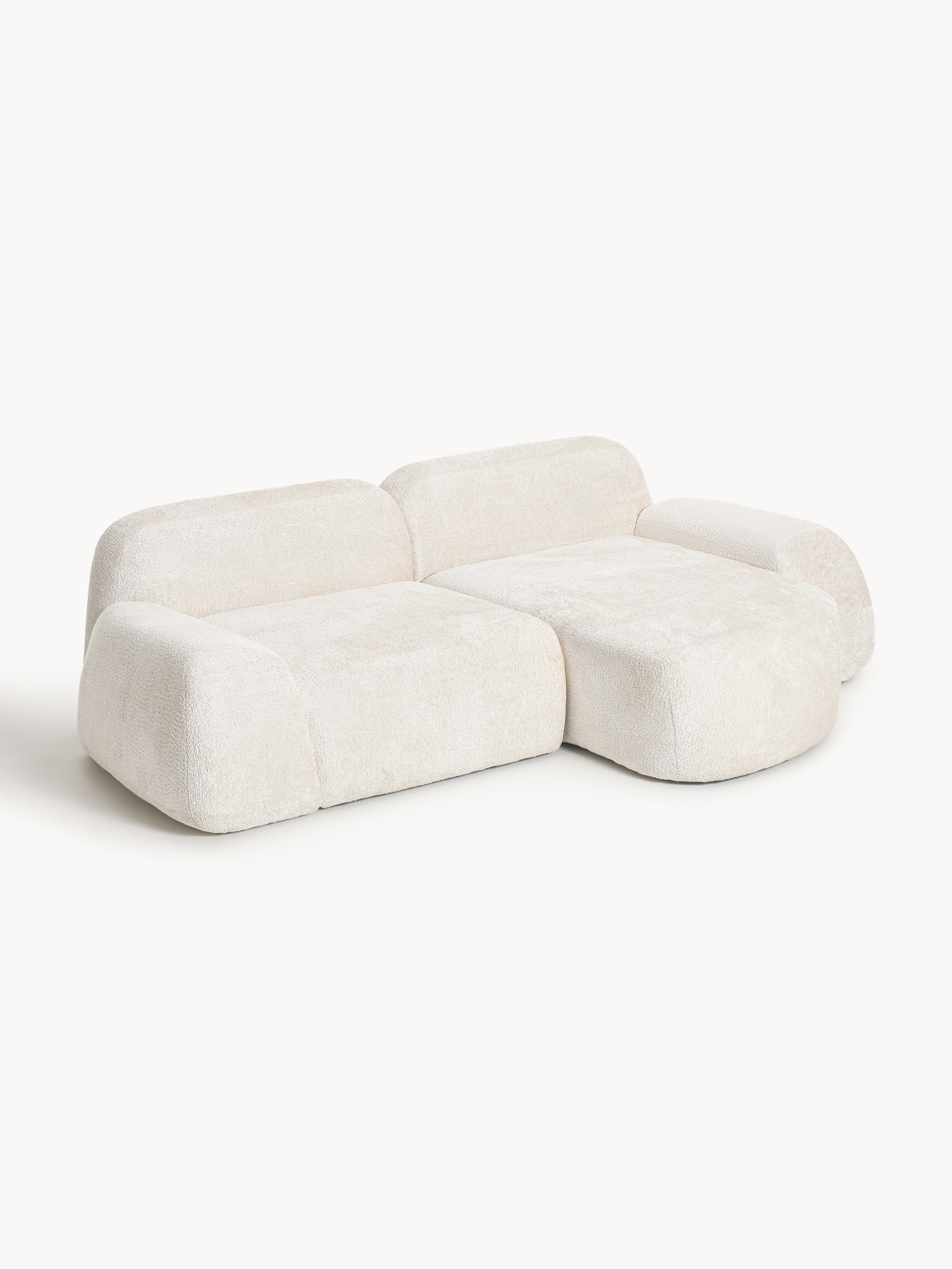 Modulares Teddy-Bouclé-Ecksofa Wolke (3-Sitzer)