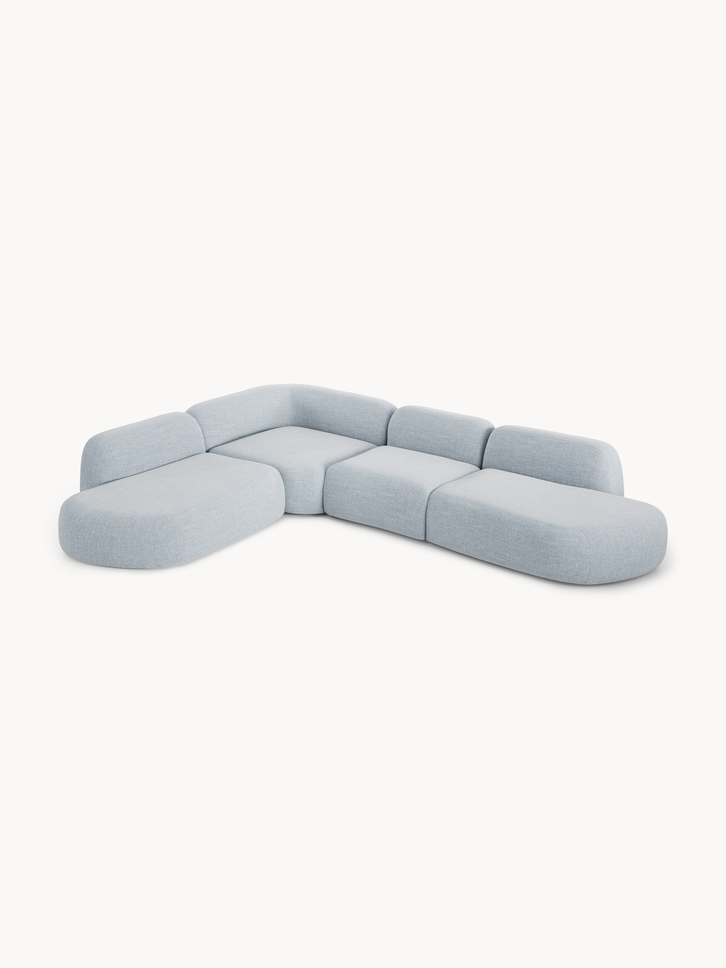 Modulares Bouclé-XL-Ecksofa Wolke mit Chaiselongue