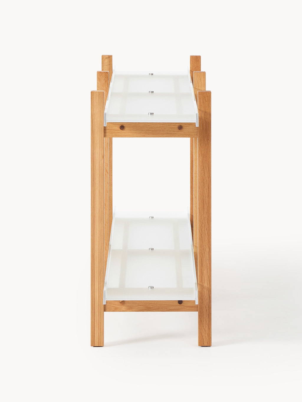 Holz-Regal Alex, Eichenholz & Glas