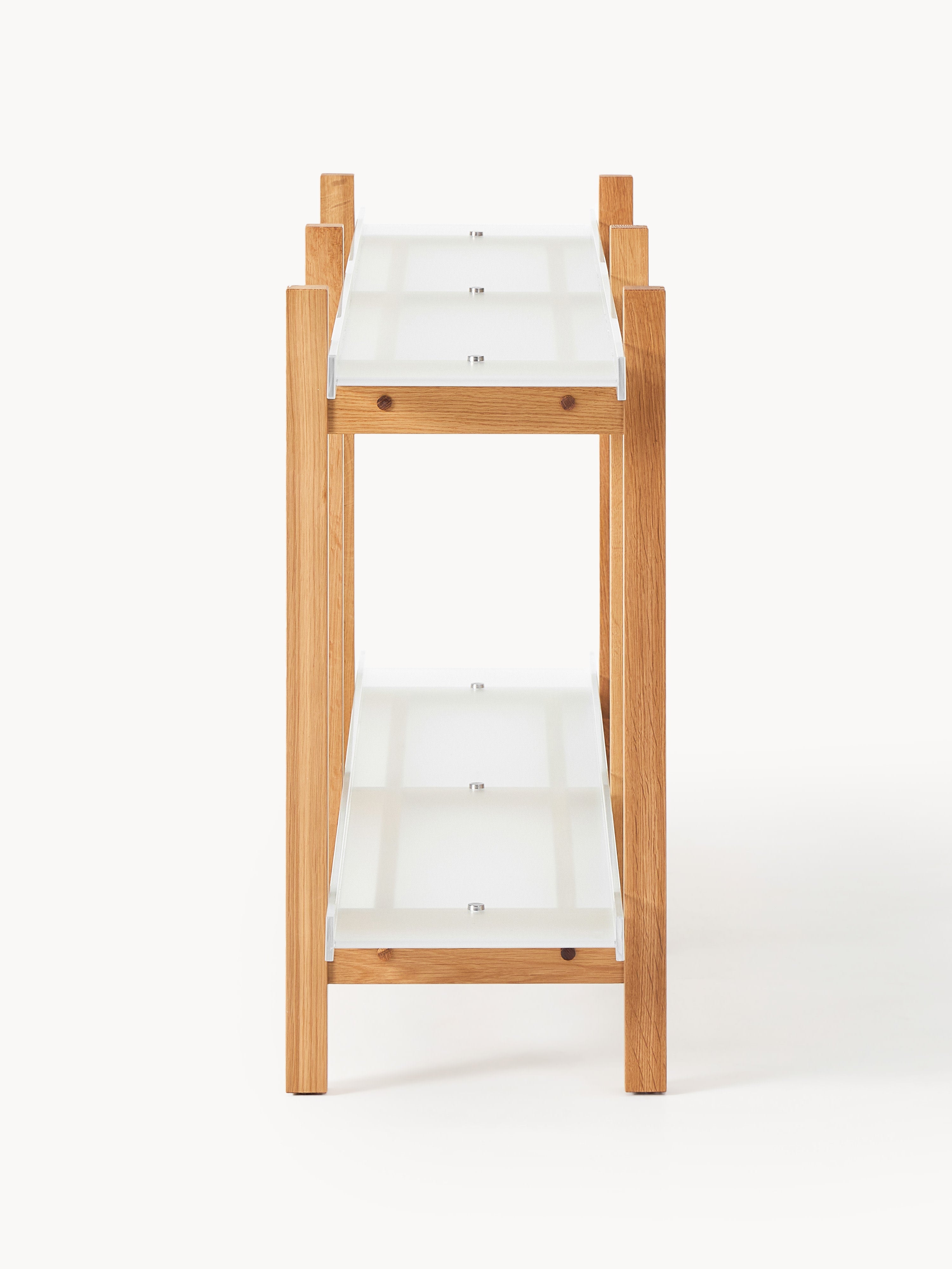 Holz-Regal Alex, Eichenholz & Glas