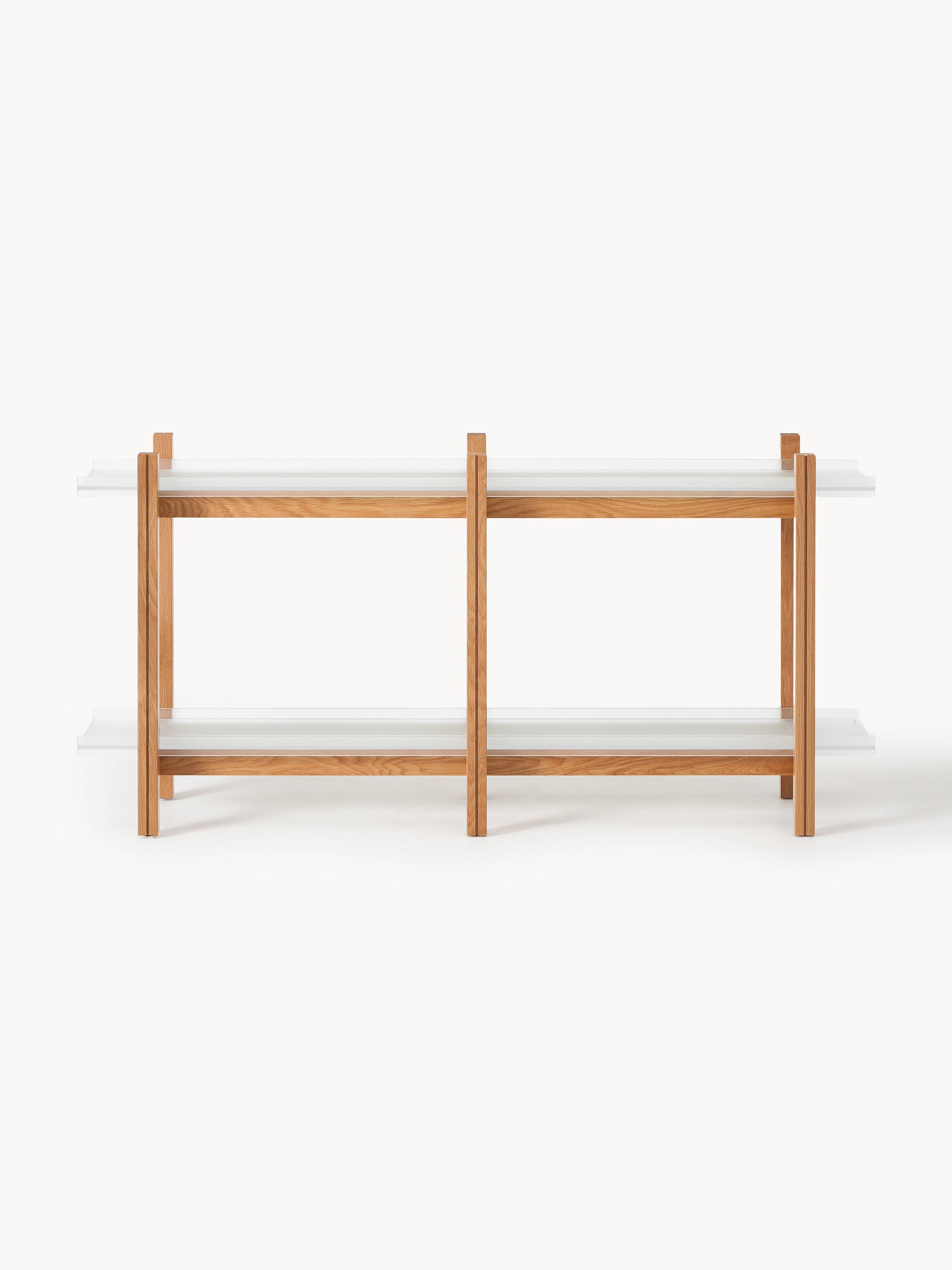 Holz-Regal Alex, Eichenholz & Glas