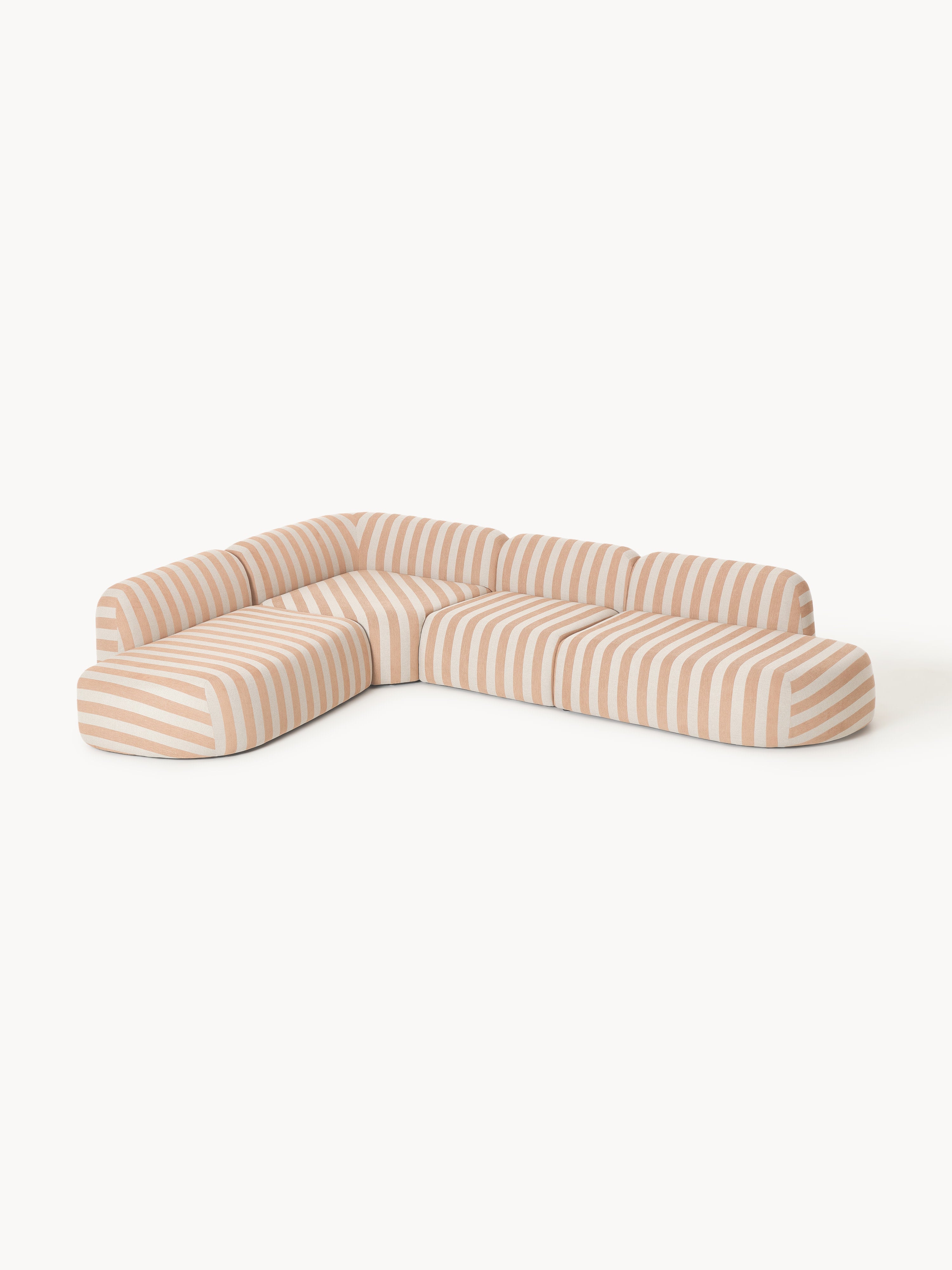 Modulares Gestreiftes XL-Ecksofa Wolke mit Chaiselongue