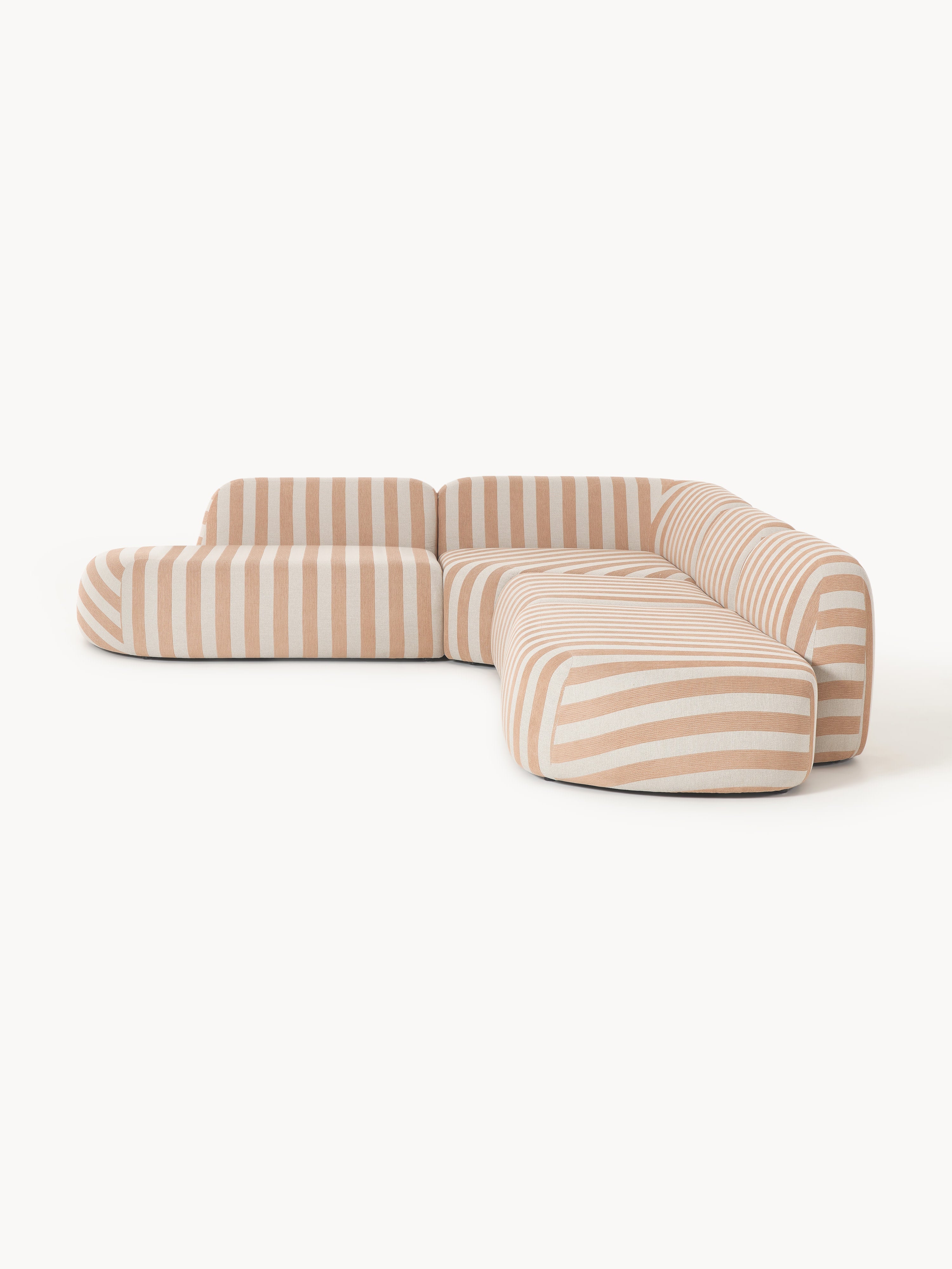 Modulares Gestreiftes XL-Ecksofa Wolke mit Chaiselongue