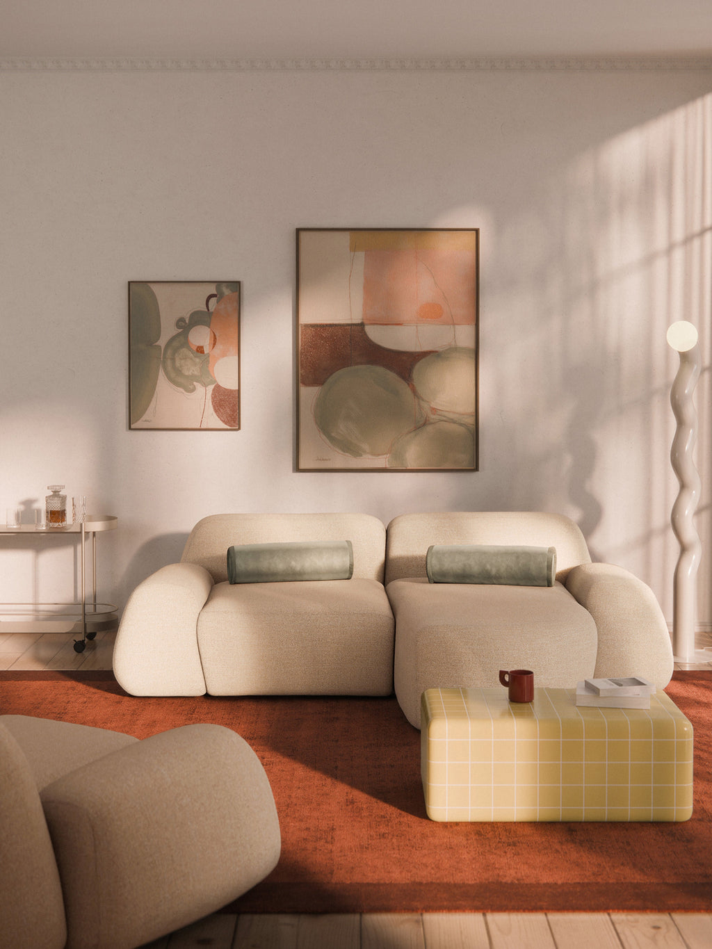 Modulares Bouclé-Ecksofa Wolke (3-Sitzer)